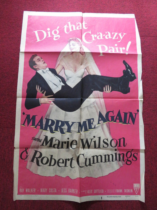 MARRY ME AGAIN FOLDED US ONE SHEET POSTER MARIE WILSON ROBERT CUMMINGS 1953 Rendezvous Cinema Movie posters