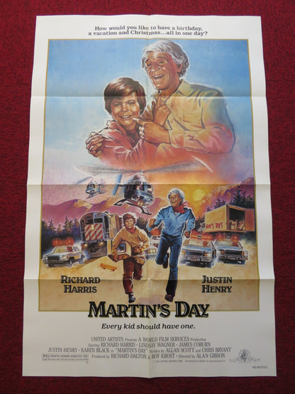 MARTIN'S DAY FOLDED US ONE SHEET POSTER RICHARD HARRIS JUSTIN HENRY 1985 Rendezvous Cinema Movie posters