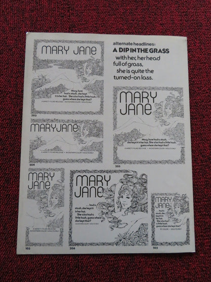 MARY JANE - UNCUT US PRESSBOOK MARC BROCK JACK COLT 1972 Rendezvous Cinema Movie posters