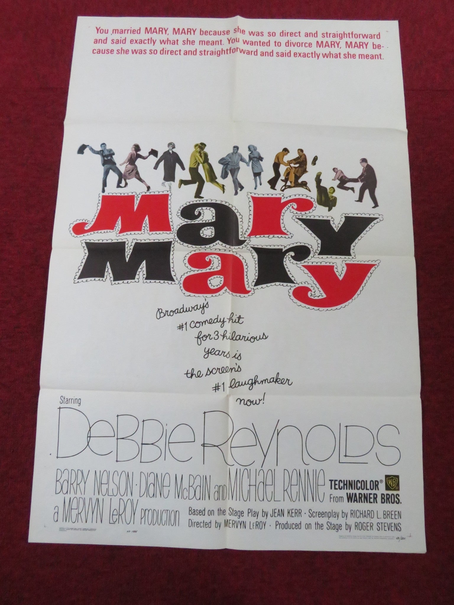 MARY, MARY - B FOLDED US ONE SHEET POSTER DEBBIE REYNOLDS BARRY NELSON 1963 Rendezvous Cinema Movie posters