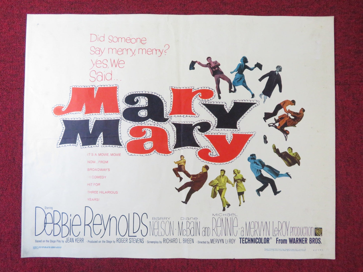 MARY MARY HALF SHEET (22"x 28") POSTER DEBBIE REYNOLDS BARRY NELSON 1963 Rendezvous Cinema Movie posters