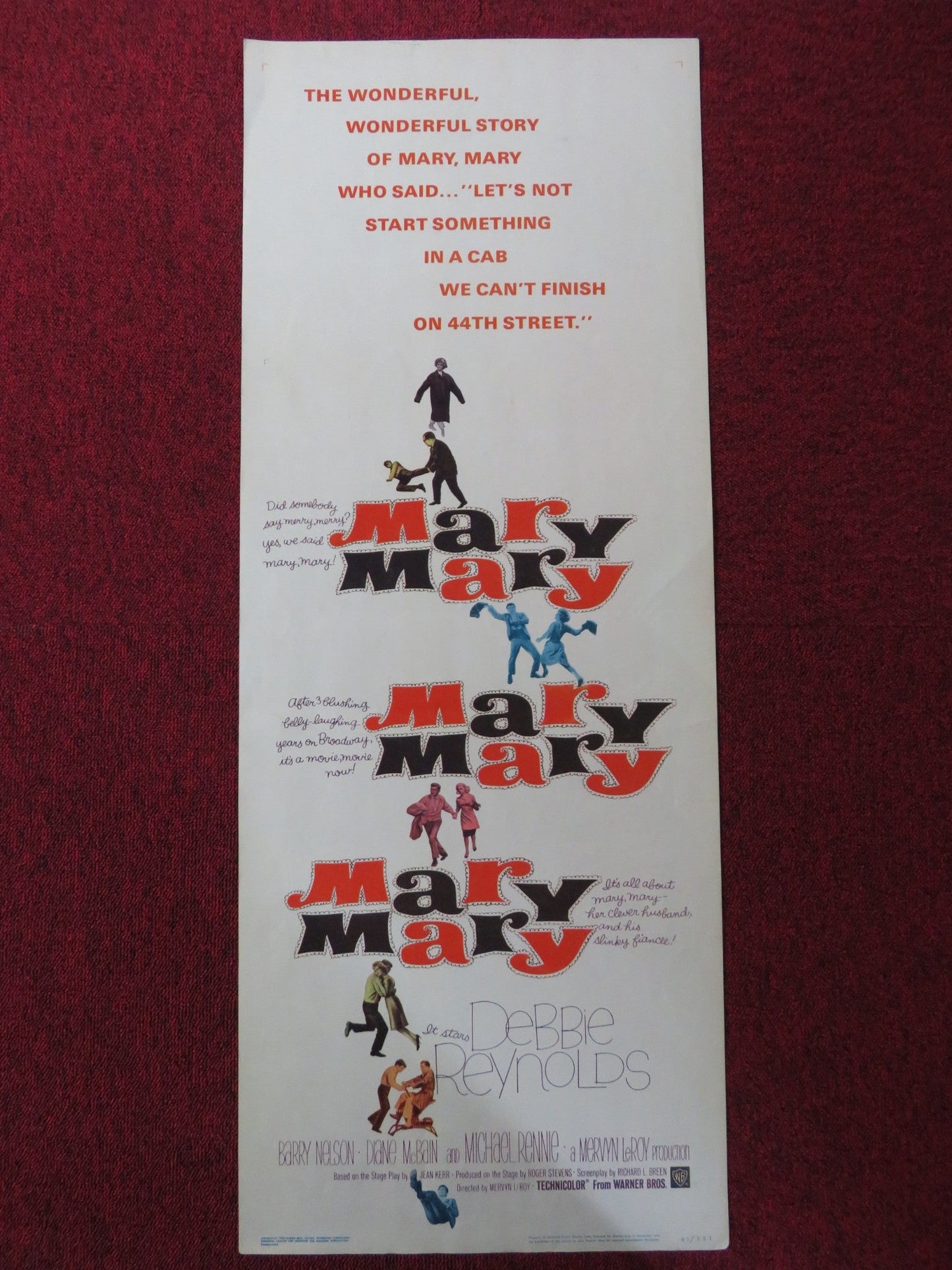 MARY, MARY US INSERT (14"x 36") POSTER DEBBIE REYNOLDS BARRY NELSON 1963 Rendezvous Cinema Movie posters