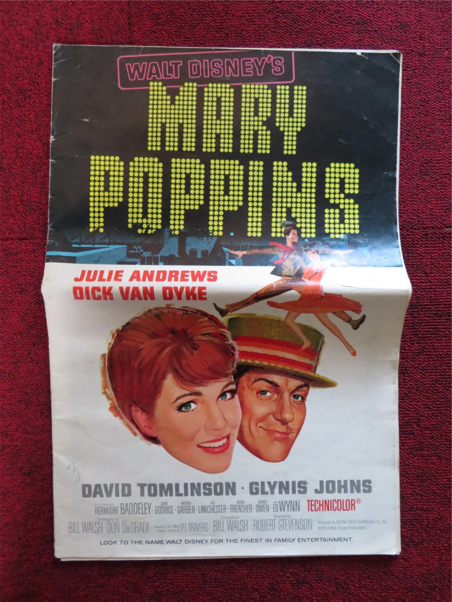 MARY POPPINS FOLDED PRESSBOOK CUT BUENA VISTA DISNEY JULIE ANDREWS 1964 Rendezvous Cinema Movie posters