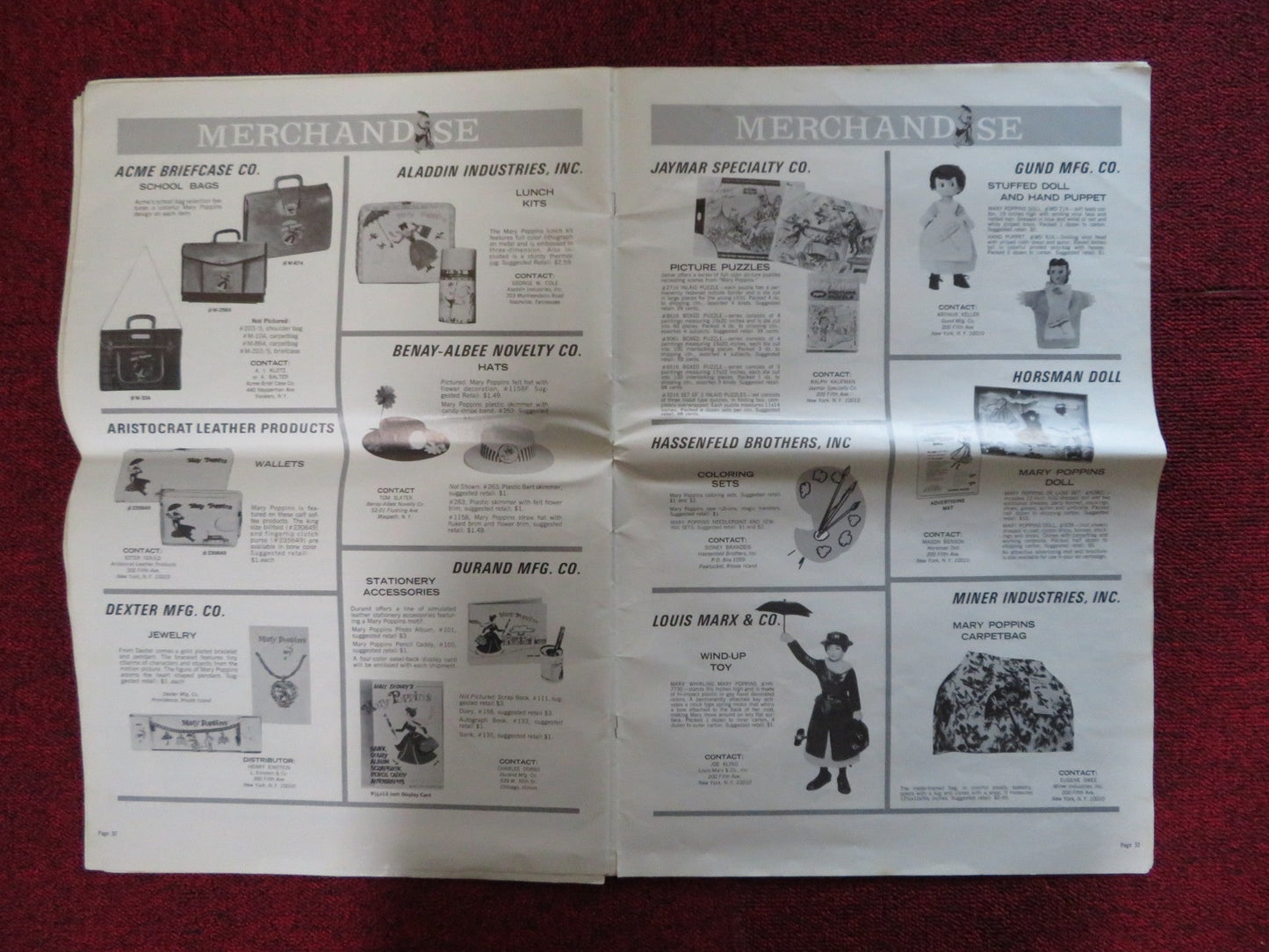 MARY POPPINS FOLDED PRESSBOOK CUT BUENA VISTA DISNEY JULIE ANDREWS 1964 Rendezvous Cinema Movie posters