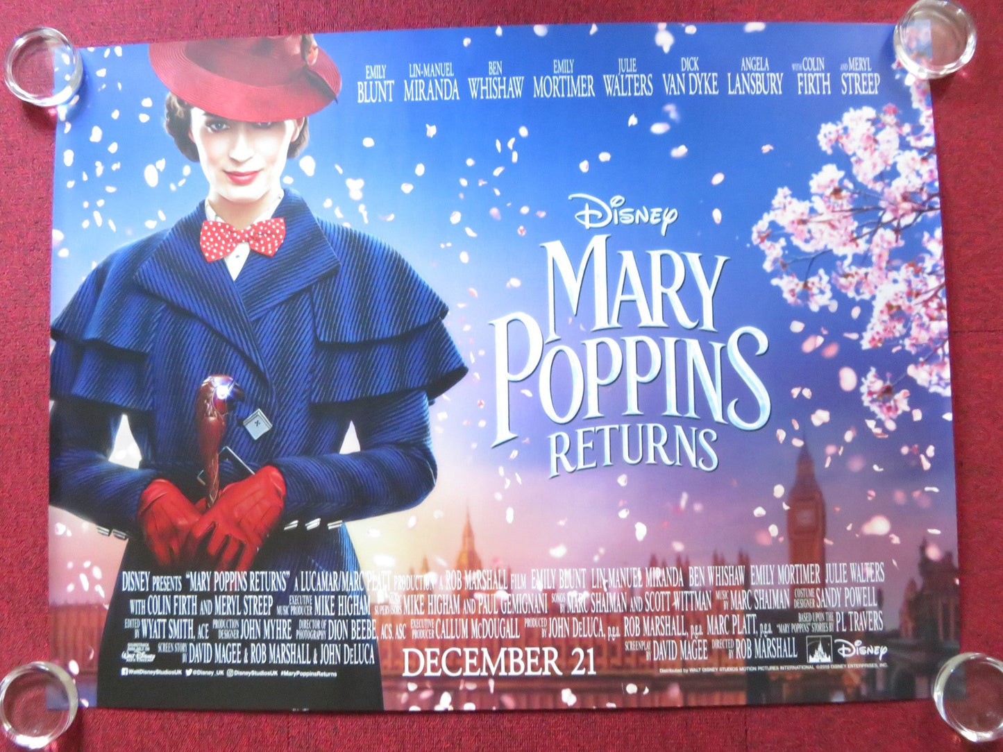MARY POPPINS RETURNS UK QUAD (30"x 40") ROLLED POSTER DISNEY BLUNT FIRTH 2018 Rendezvous Cinema Movie posters