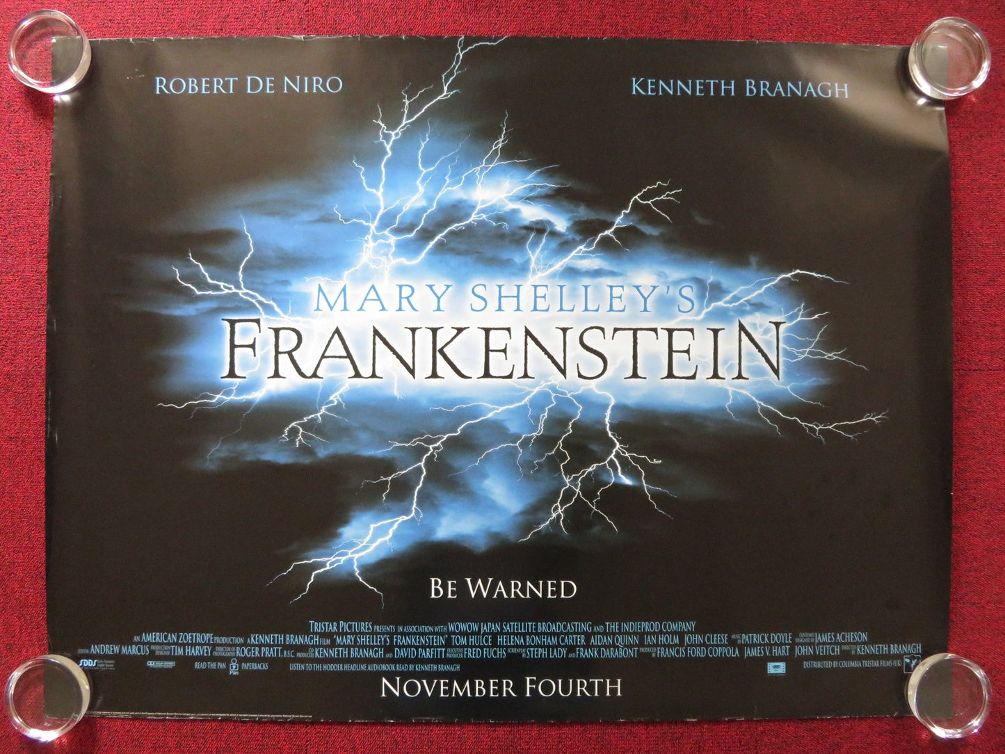 MARY SHELLEY'S FRANKENSTEIN UK QUAD (30"x 40") ROLLED POSTER ROBERT DENIRO 1994 Rendezvous Cinema Movie posters