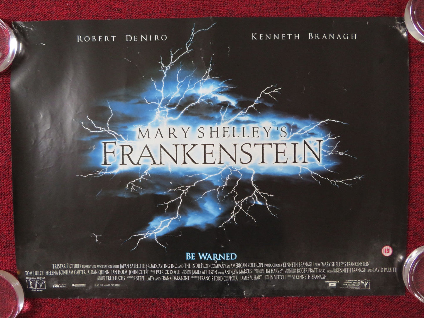 MARY SHELLEY'S FRANKENSTEIN VHS VIDEO POSTER KENNETH BRANAGH ROBERT DE NIRO 1994 Rendezvous Cinema Movie posters
