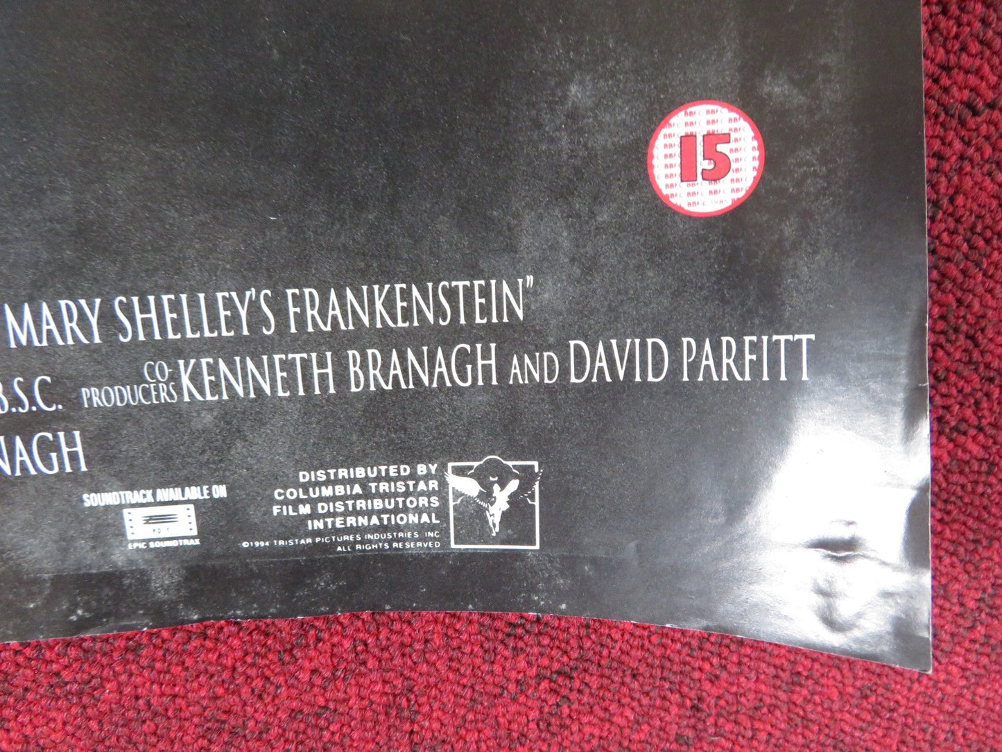 MARY SHELLEY'S FRANKENSTEIN VHS VIDEO POSTER KENNETH BRANAGH ROBERT DE NIRO 1994 Rendezvous Cinema Movie posters