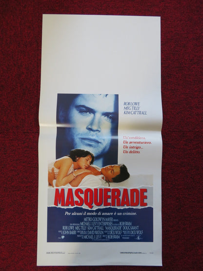 MASQUERADE ITALIAN LOCANDINA (27.5"x13") POSTER ROB LOWE MEG TILLY 1989 Rendezvous Cinema Movie posters