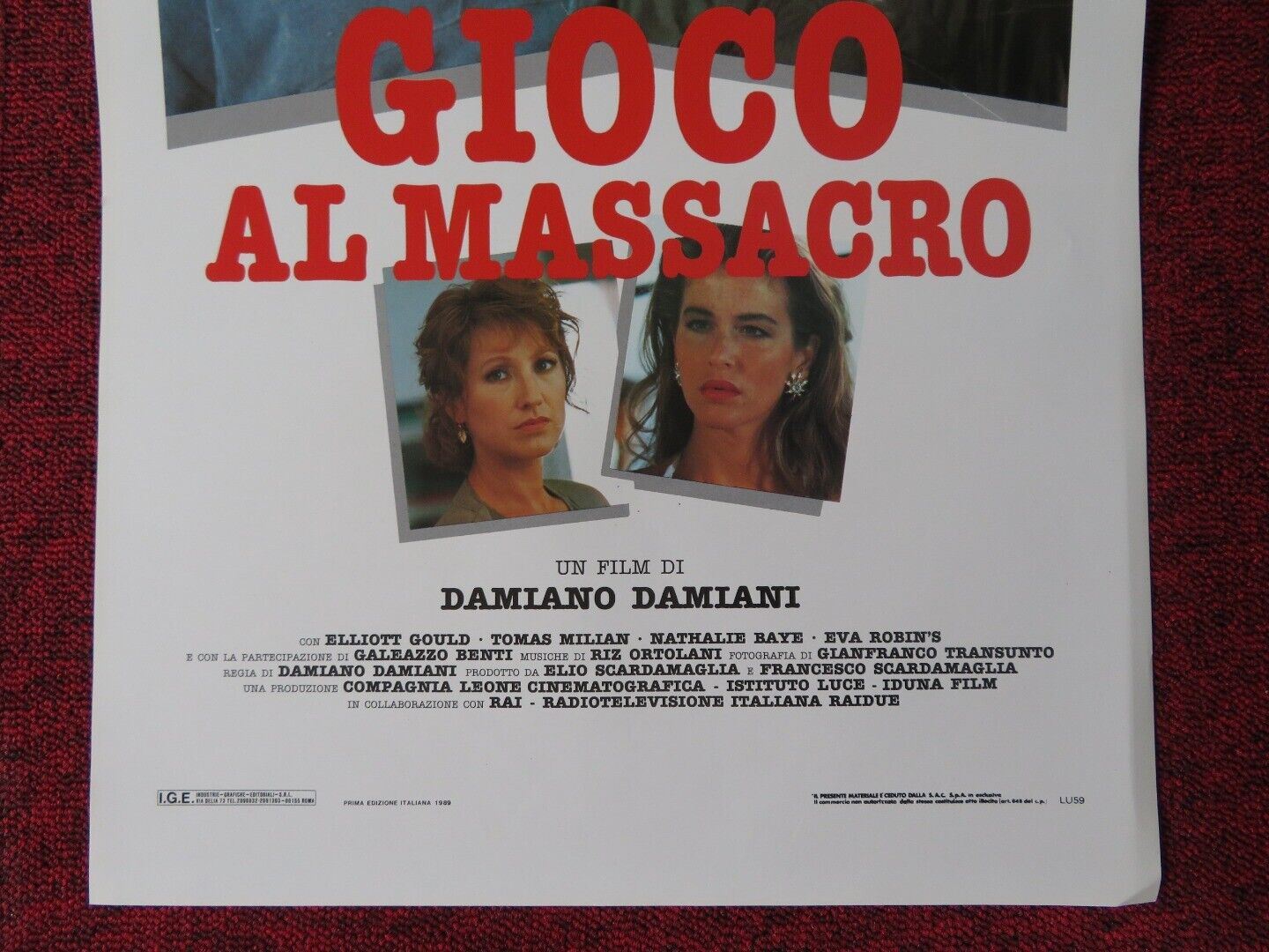 MASSACRE PLAY ITALIAN LOCANDINA (27.5"x13") POSTER DAMIANO DAMIANI 1989 Movie posters