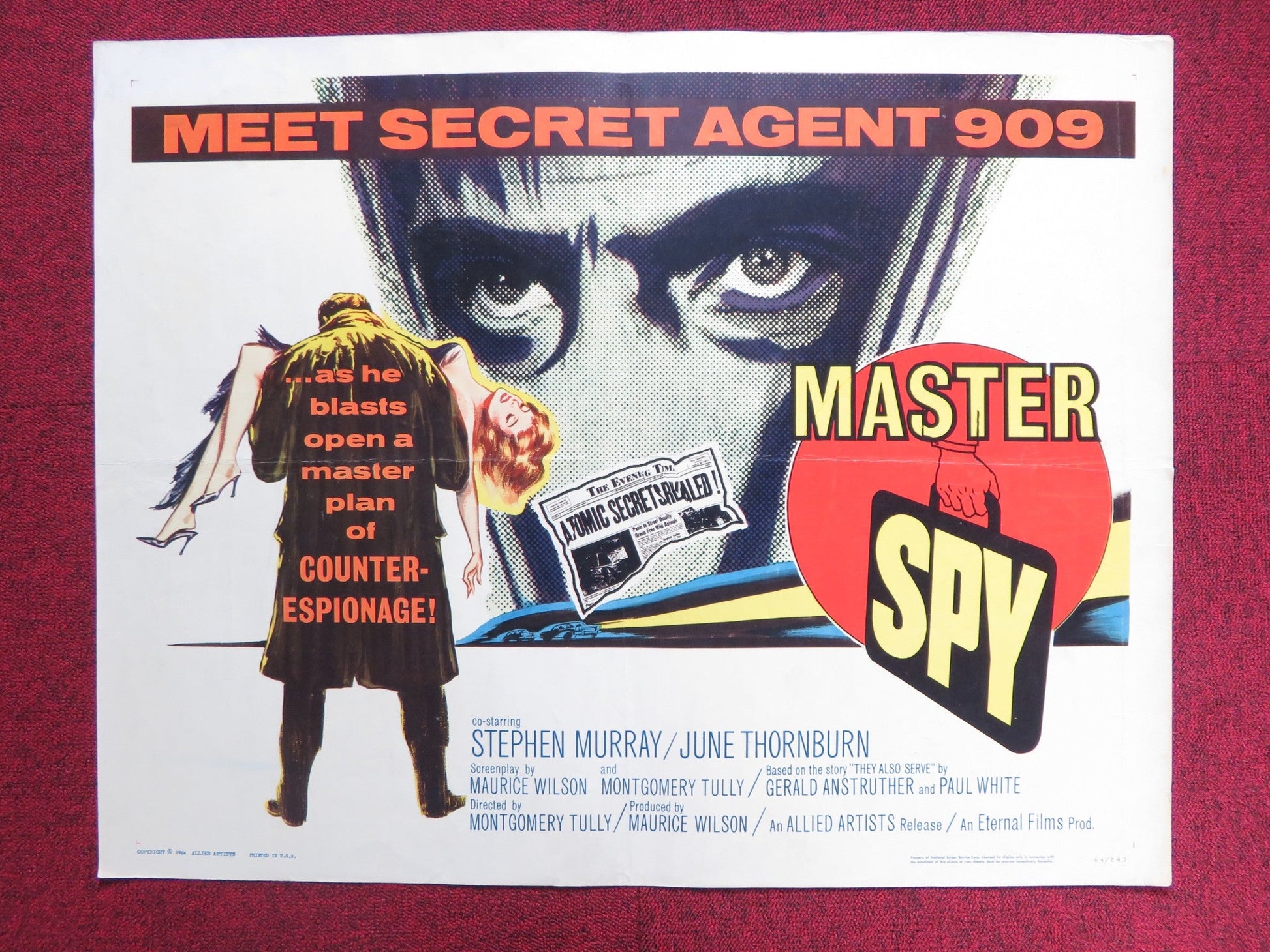 MASTER SPY US HALF SHEET (22"x 28") POSTER STEPHEN MURRAY JUNE THORNBURN 1964 Rendezvous Cinema Movie posters