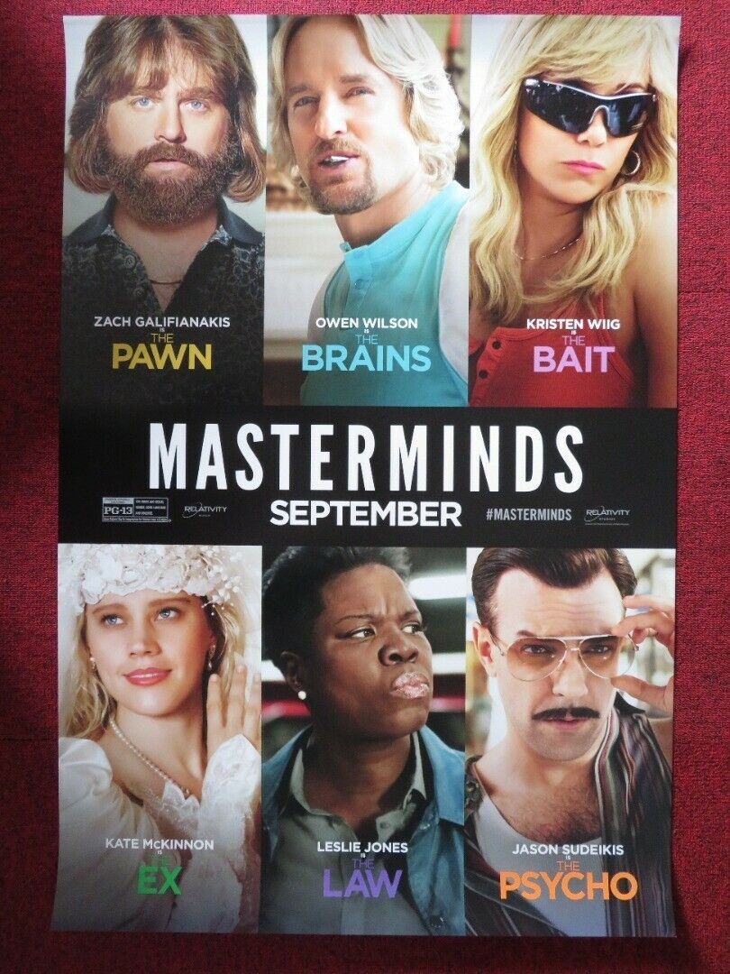 MASTERMINDS US ONE SHEET ROLLED POSTER OWEN WILSON ZACH GALIFIANAKIS 2016 Movie posters