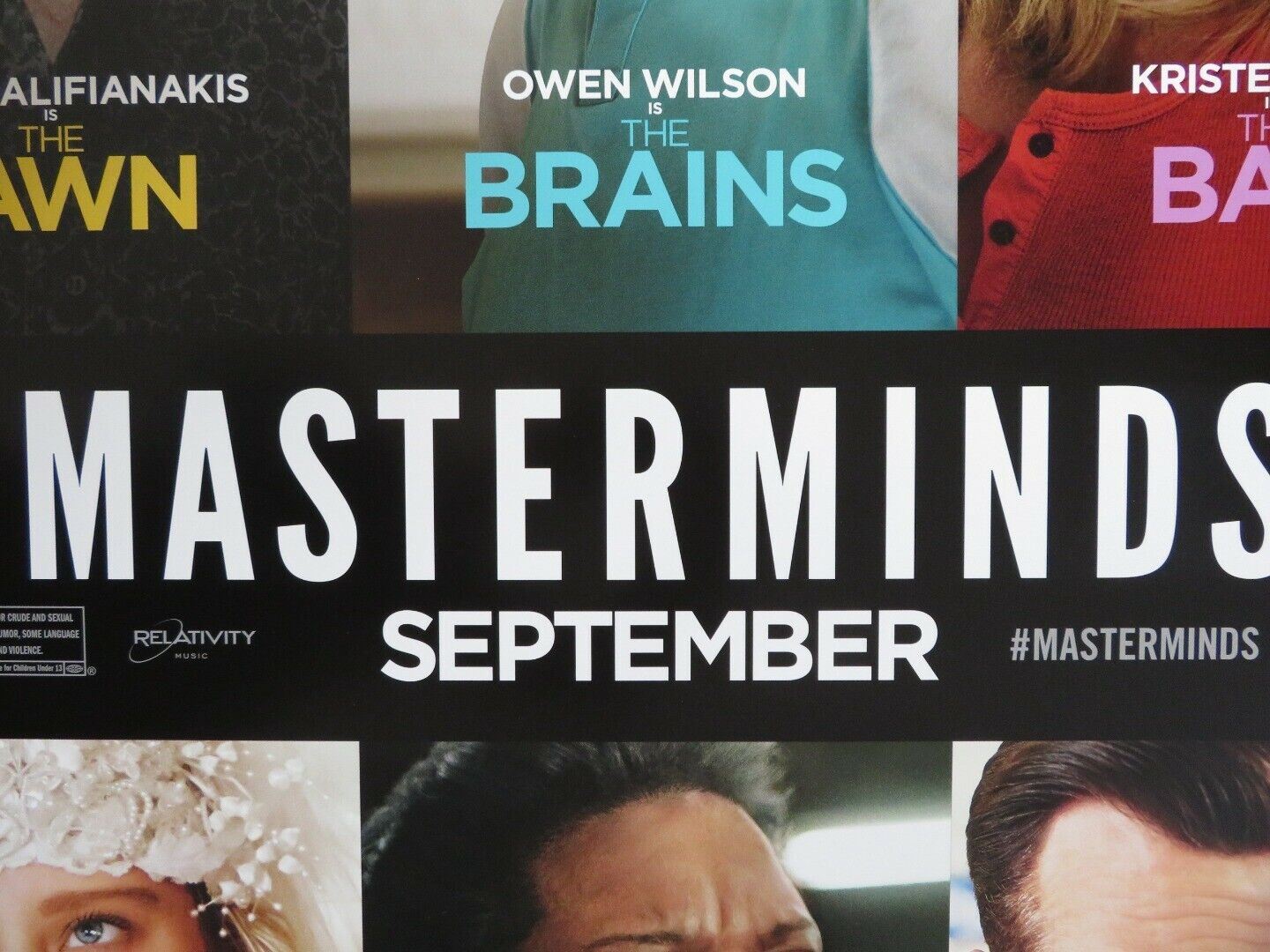 MASTERMINDS US ONE SHEET ROLLED POSTER OWEN WILSON ZACH GALIFIANAKIS 2016 Movie posters