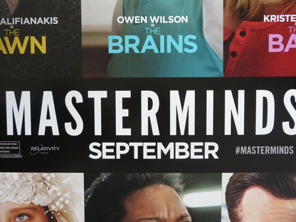 MASTERMINDS US ONE SHEET ROLLED POSTER OWEN WILSON ZACH GALIFIANAKIS 2016 Movie posters