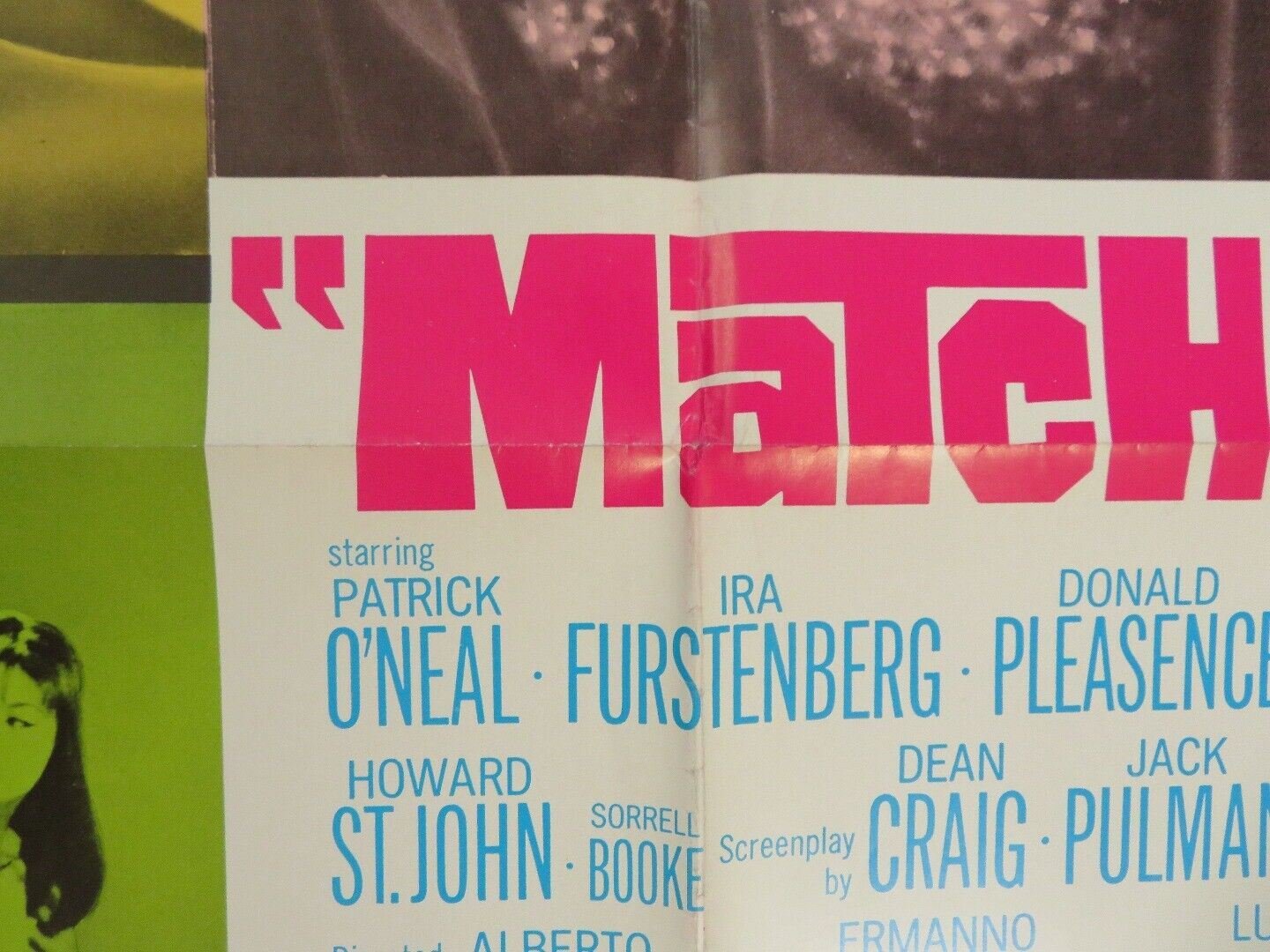 MATCHLESS FOLDED US ONE SHEET POSTER PATRICK O'NEAL IRA FURSTENBERG 1967 Movie posters