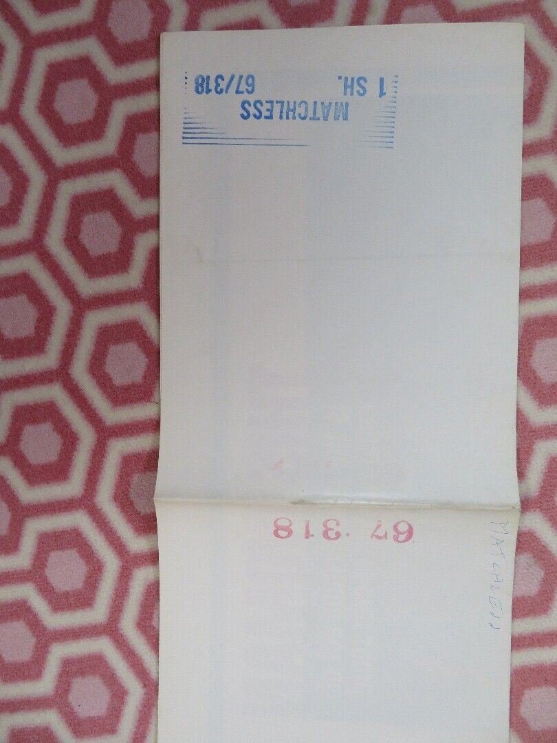 MATCHLESS FOLDED US ONE SHEET POSTER PATRICK O'NEAL IRA FURSTENBERG 1967 Movie posters