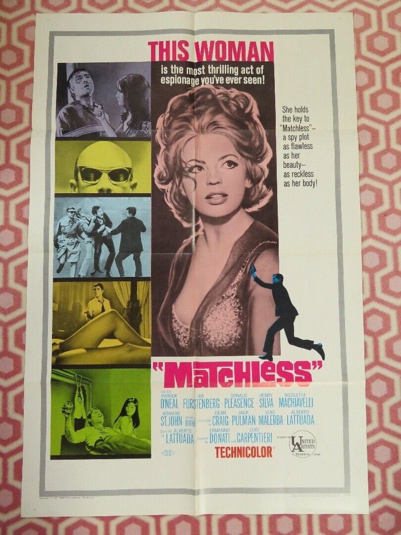 MATCHLESS FOLDED US ONE SHEET POSTER PATRICK O'NEAL IRA FURSTENBERG 1967 Movie posters