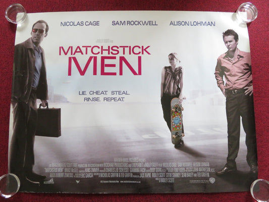 MATCHSTICK MEN UK QUAD (30"x 40") ROLLED POSTER NICOLAS CAGE SAM ROCKWELL 2003 Rendezvous Cinema Movie posters