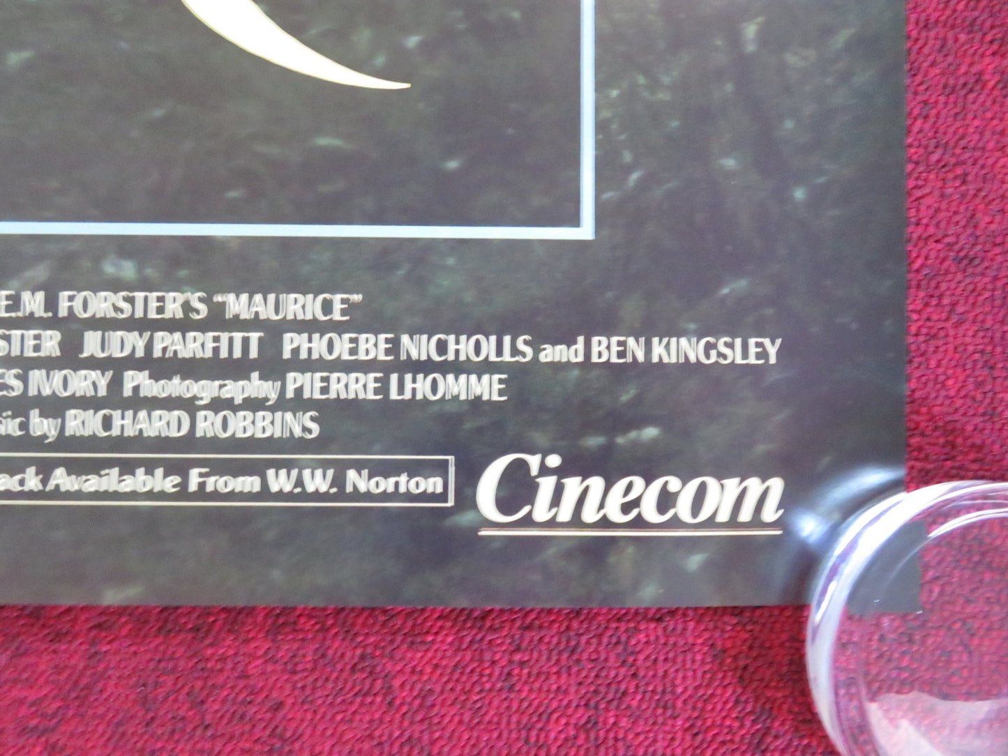 MAURICE US ONE SHEET ROLLED POSTER HUGH GRANT JAMES WILBY 1987 Rendezvous Cinema Movie posters