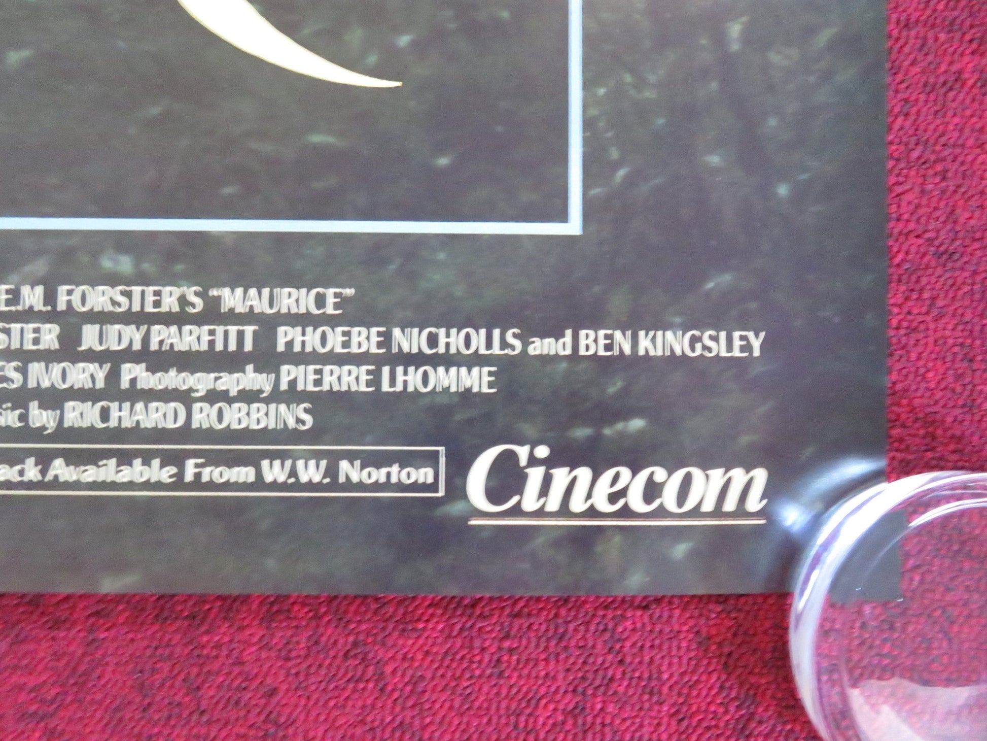 MAURICE US ONE SHEET ROLLED POSTER HUGH GRANT JAMES WILBY 1987 Rendezvous Cinema Movie posters