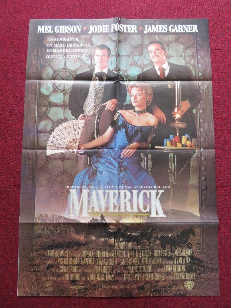 MAVERICK FOLDED ARGENTINA POSTER MEL GIBSON JODIE FOSTER 1994 - Rendezvous Cinema
