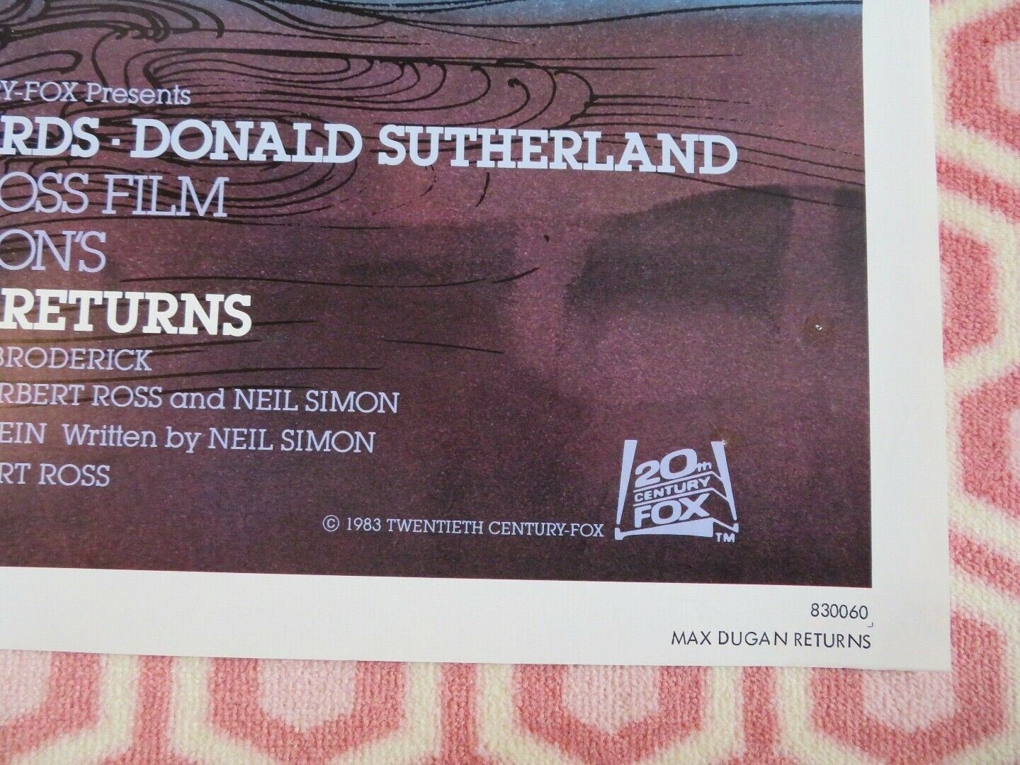 MAX DUGAN RETURNS US ONE SHEET POSTER MARSHA MASON DONALD SUTHERLAND 1983 Movie posters