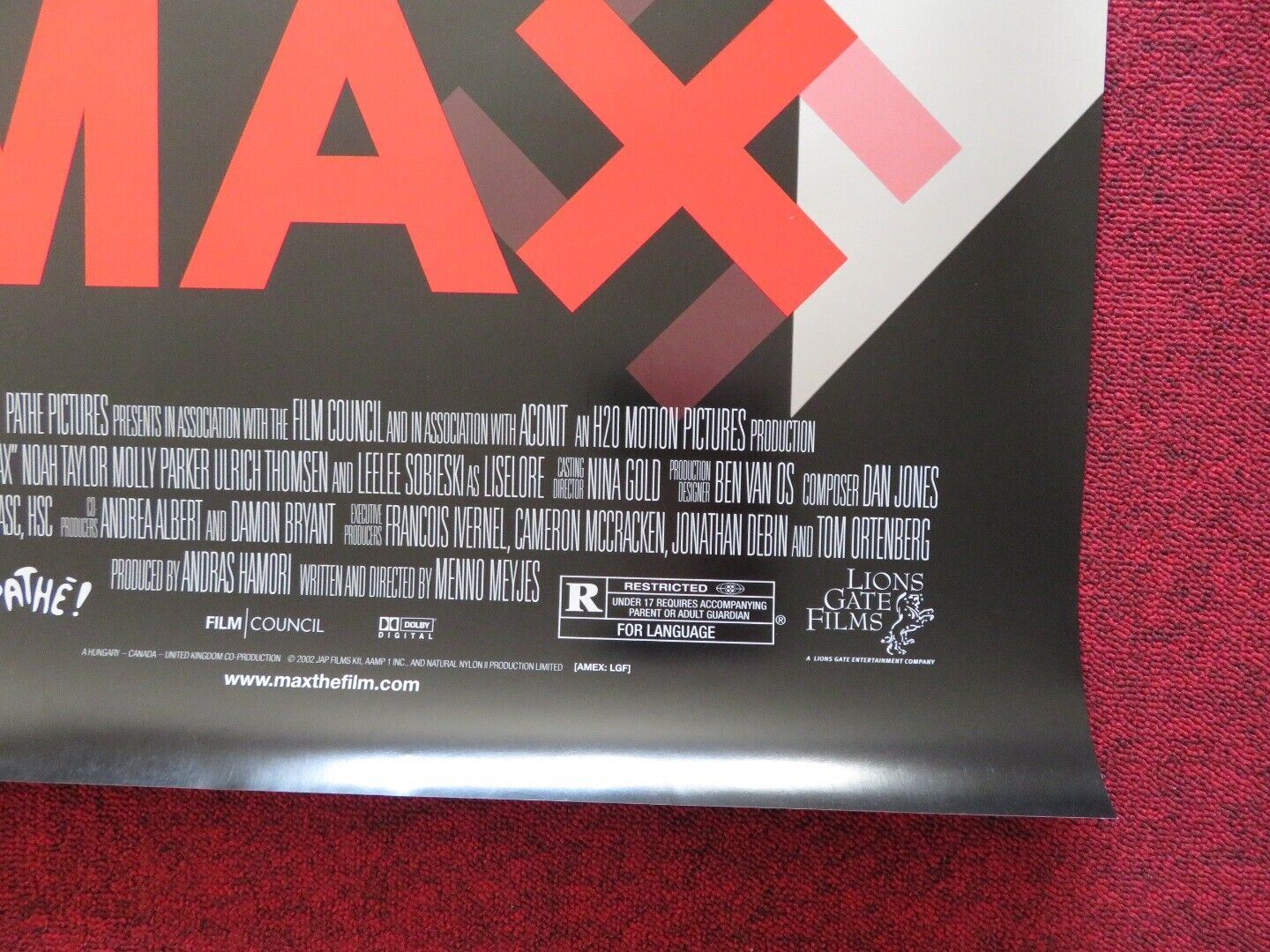 MAX US ONE SHEET ROLLED POSTER JOHN CUSACK NOAH TAYLOR 2002 - Rendezvous Cinema