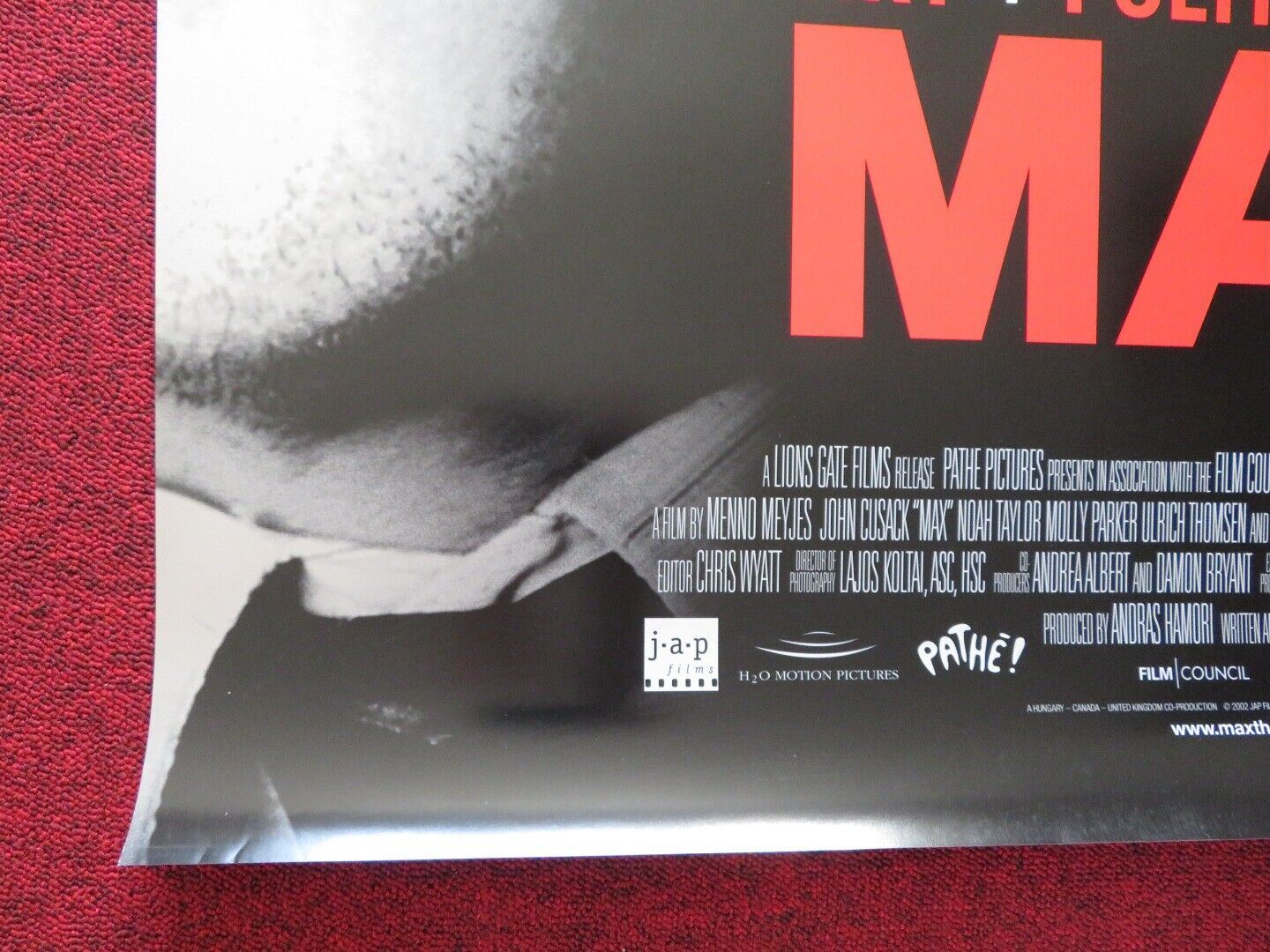 MAX US ONE SHEET ROLLED POSTER JOHN CUSACK NOAH TAYLOR 2002 - Rendezvous Cinema