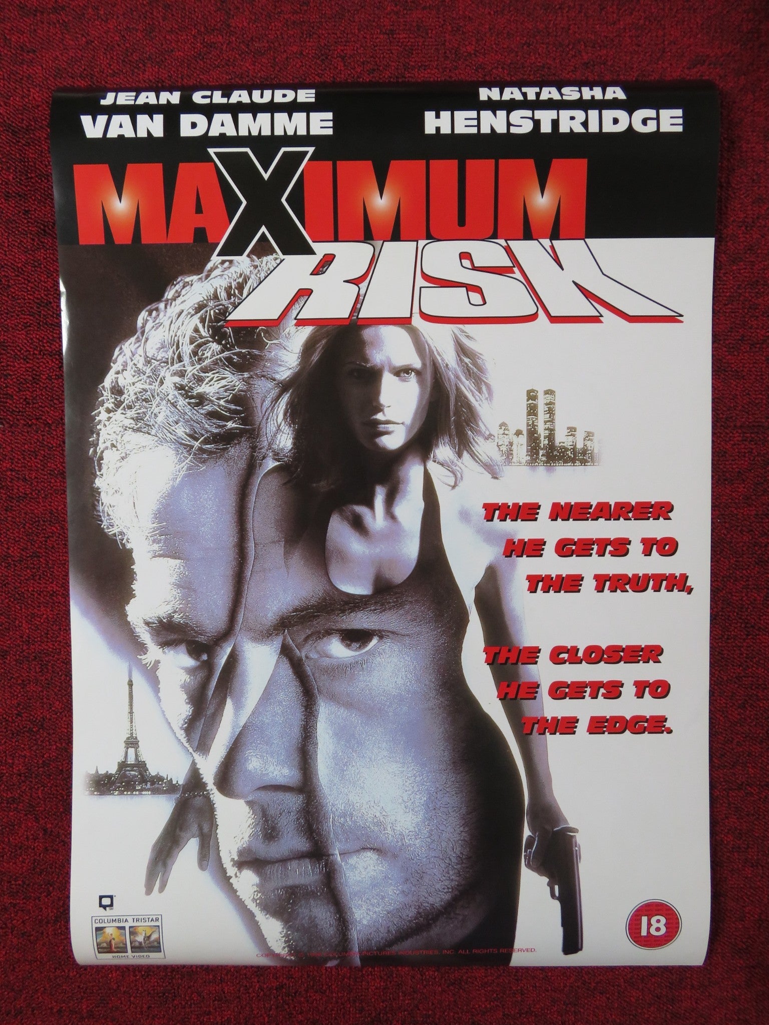 MAXIMUM RISK DOUBLE SIDED VHS VIDEO POSTER JEAN - CLAUDE VAN DAMME 1996 Rendezvous Cinema Movie posters
