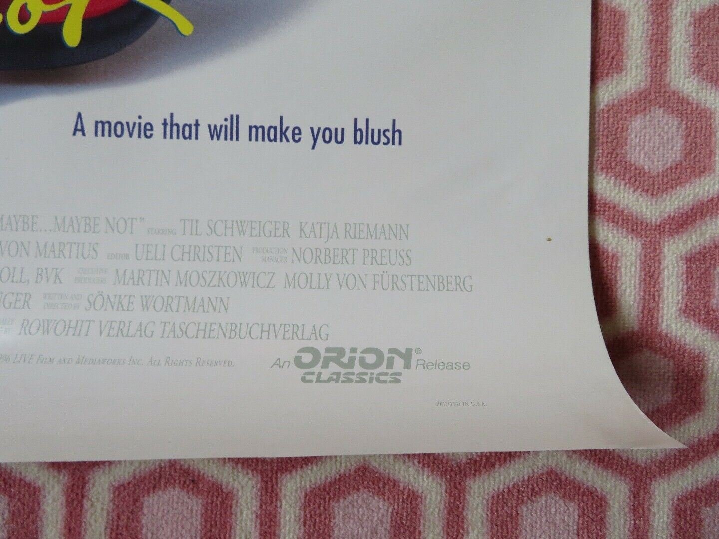 MAYBE...MAYBE NOT US ONE SHEET ROLLED POSTER TIL SCHWEIGER 1994 Movie posters