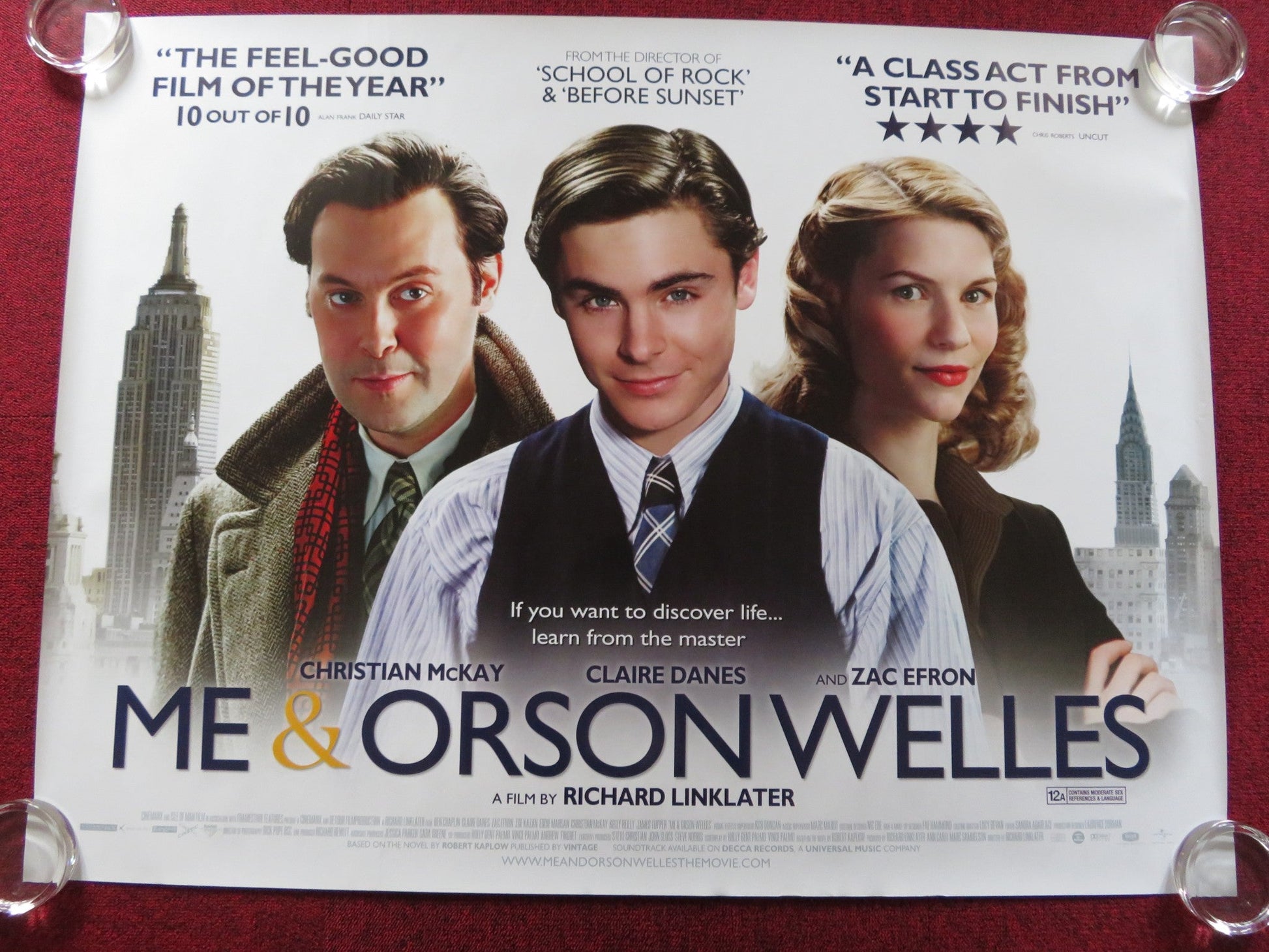 ME AND ORSON WELLES UK QUAD (30"x 40") ROLLED POSTER ZAC EFRON 2008 Rendezvous Cinema Movie posters