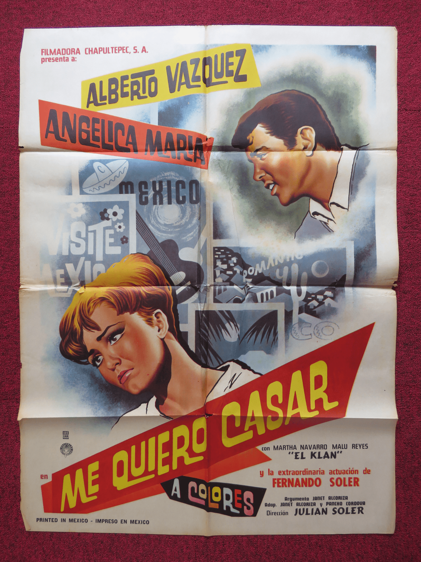 ME QUIERO CASAR FOLDED MEXICAN POSTER ALBERTO VAZQUEZ ANGELICA MARIA 1967 Rendezvous Cinema Movie posters