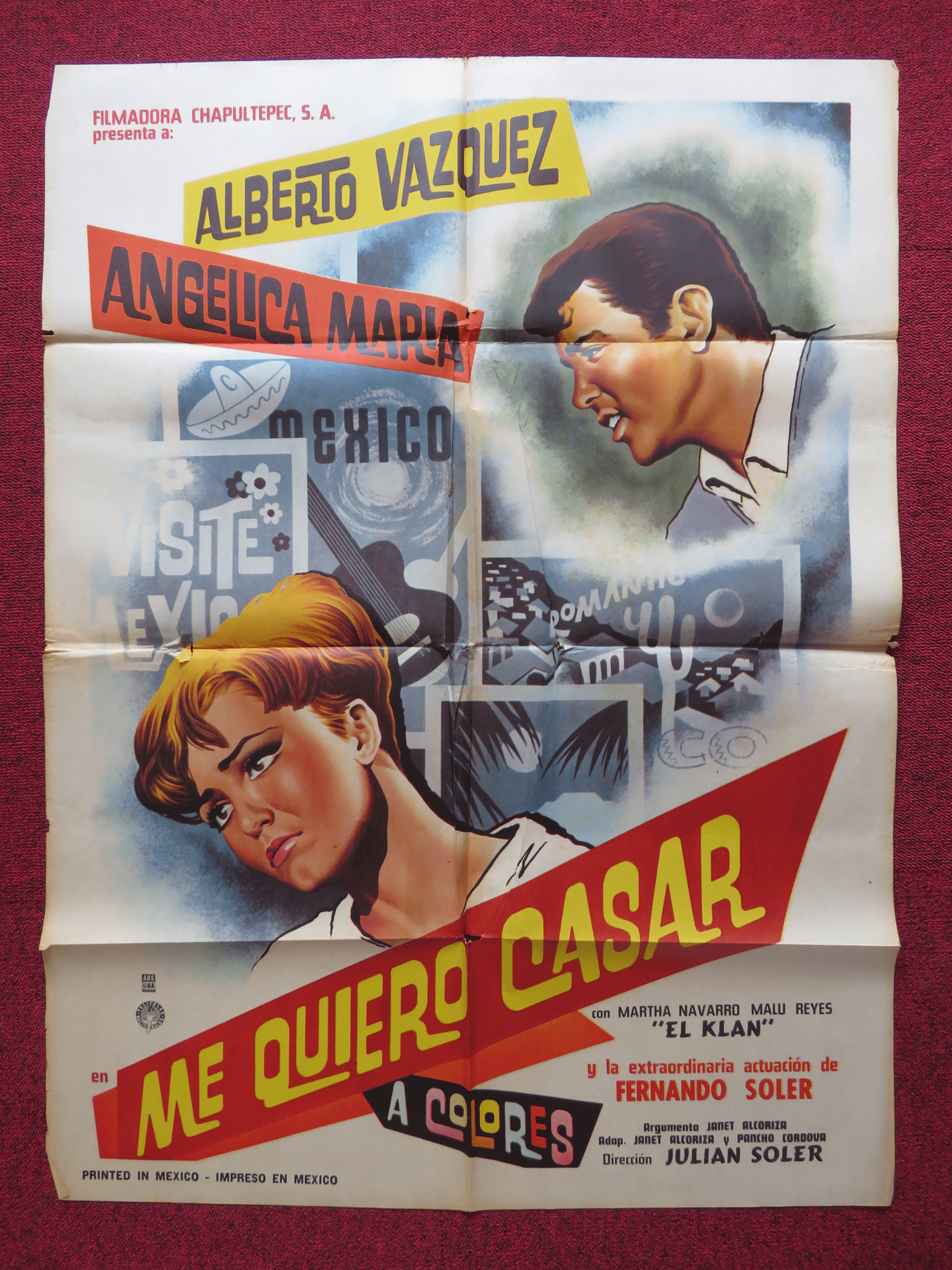 ME QUIERO CASAR FOLDED MEXICAN POSTER ALBERTO VAZQUEZ ANGELICA MARIA 1967 Rendezvous Cinema Movie posters
