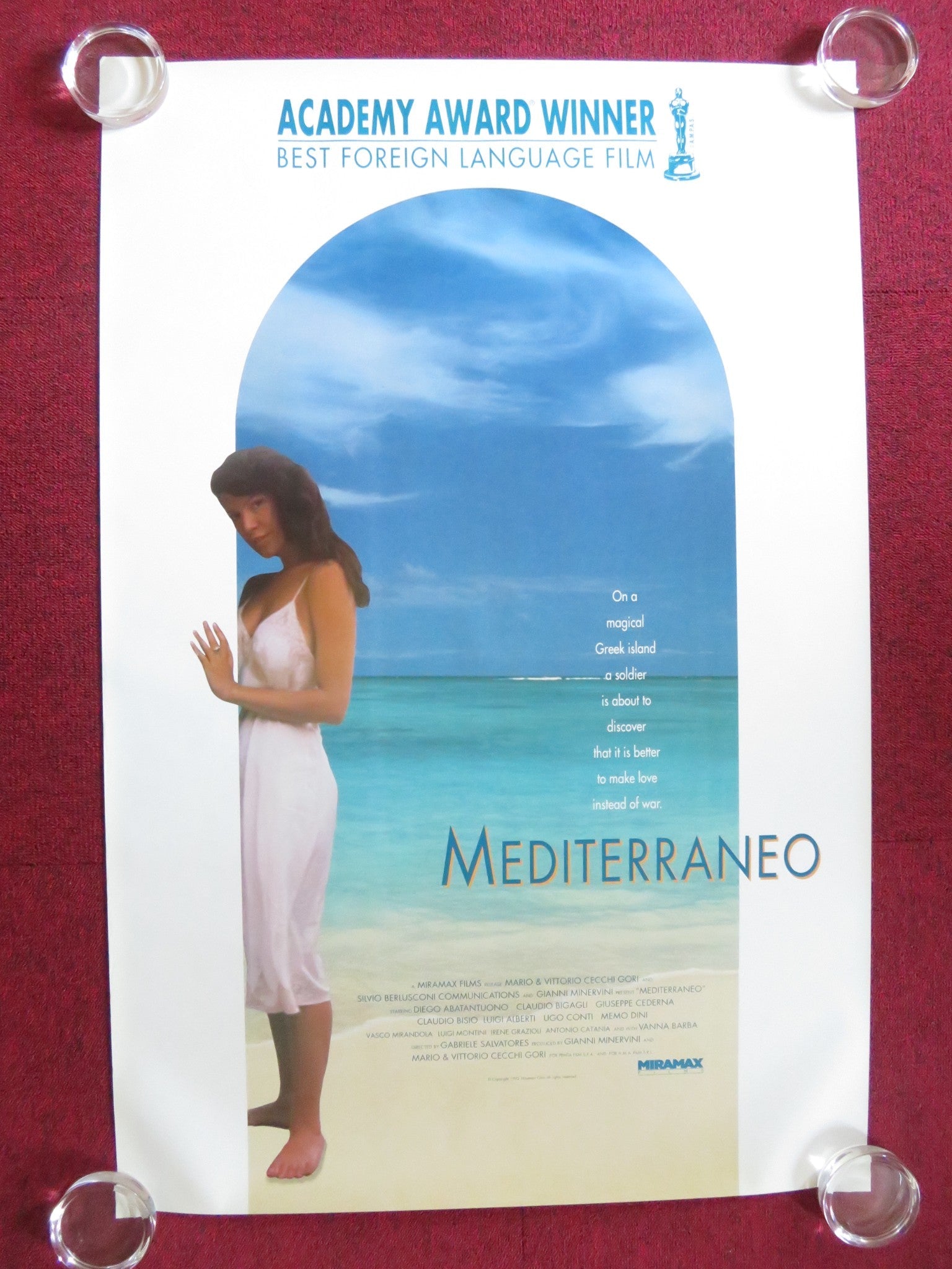 MEDITERRANEO US ONE SHEET ROLLED POSTER DIEGO ABATANTUONO CLAUDIO BIGAGLI 1991 Rendezvous Cinema Movie posters