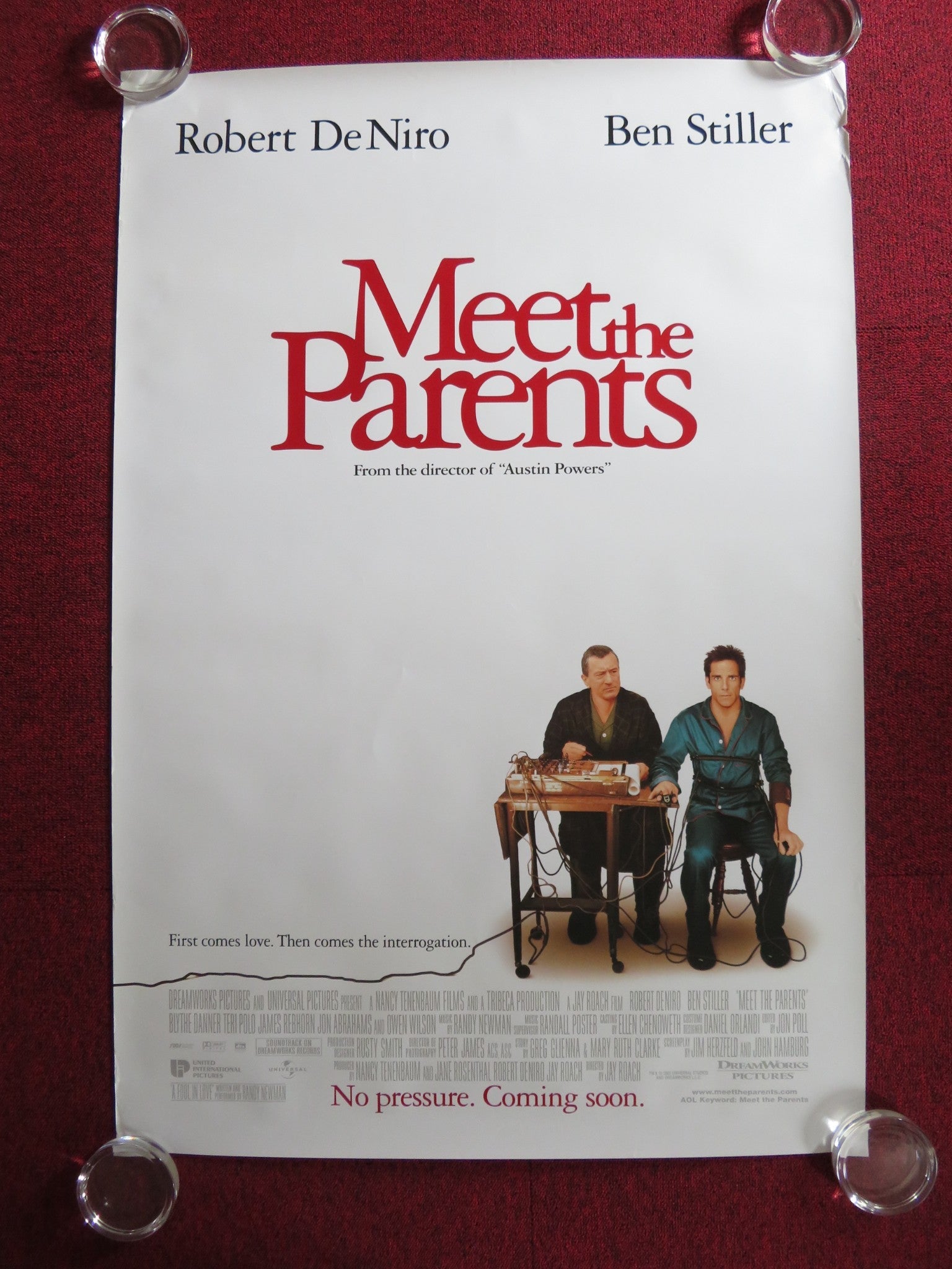 MEET THE PARENTS US ONE SHEET ROLLED POSTER BEN STILLER ROBERT DE NIRO 2000 Rendezvous Cinema Movie posters