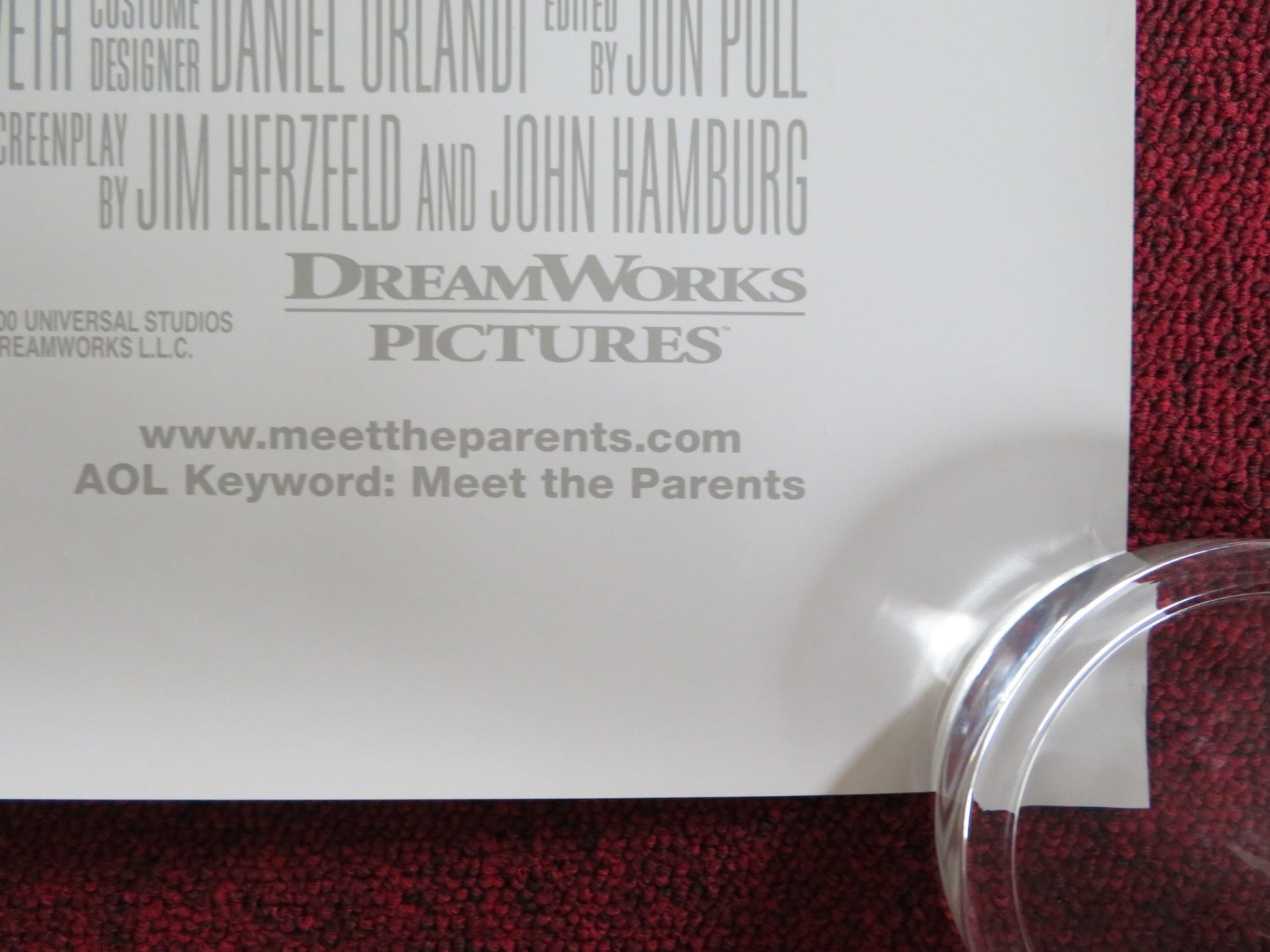 MEET THE PARENTS US ONE SHEET ROLLED POSTER BEN STILLER ROBERT DE NIRO 2000 Rendezvous Cinema Movie posters