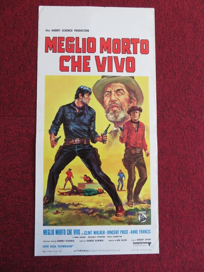 MEGLIO MORTO CHE VIVO ITALIAN LOCANDINA (27.5"x13.5") POSTER VINCENT PRICE 1969 Movie posters