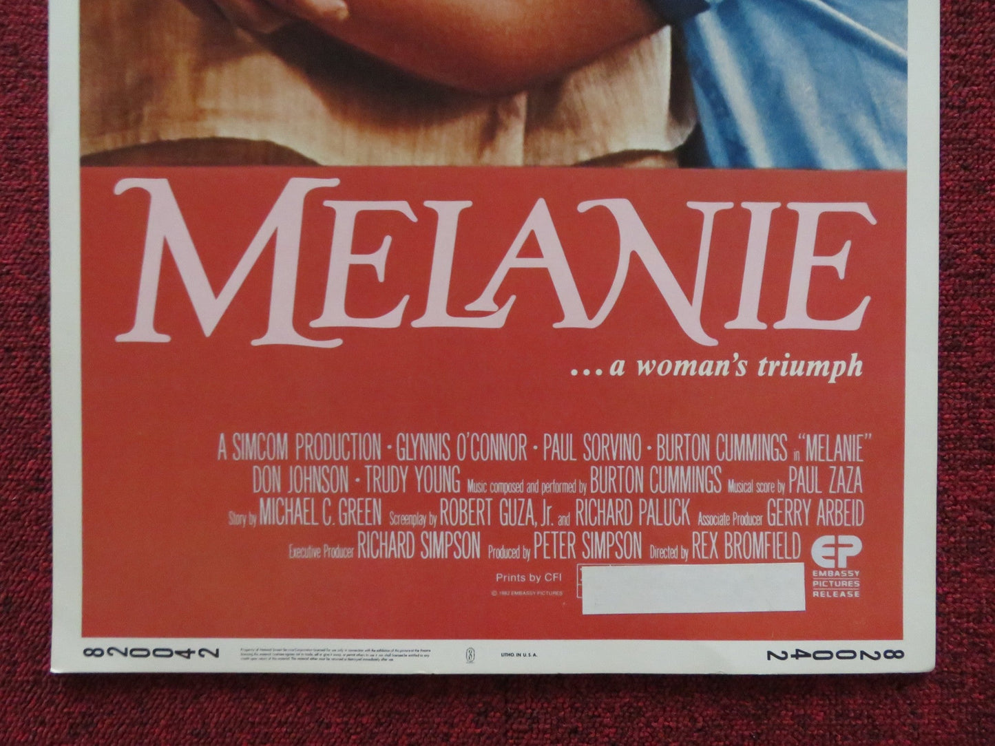 MELANIE US INSERT (14"x 36") POSTER GLYNNS O'CONNER PAUL SORVINO 1982 Rendezvous Cinema Movie posters