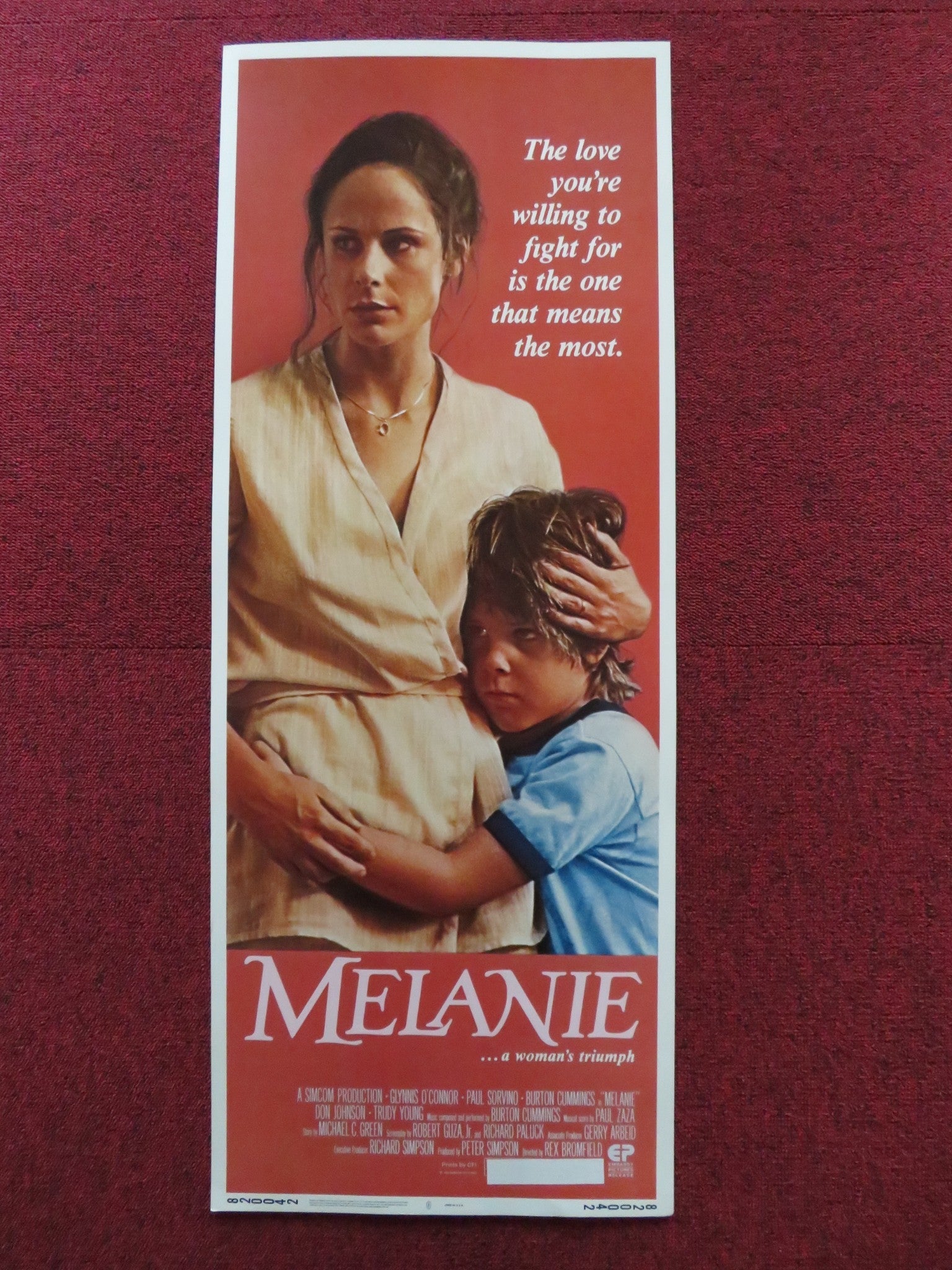 MELANIE US INSERT (14"x 36") POSTER GLYNNS O'CONNER PAUL SORVINO 1982 Rendezvous Cinema Movie posters