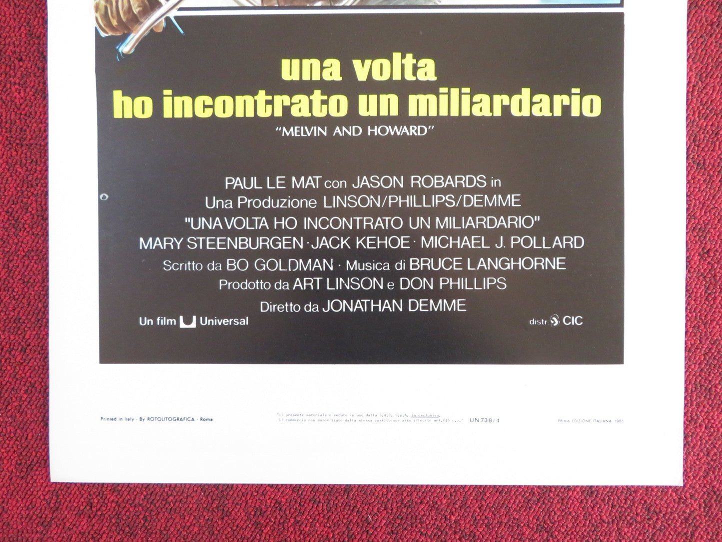 MELVIN AND HOWARD ITALIAN LOCANDINA POSTER JASON ROBARDS PAUL LE MAT 1981 Rendezvous Cinema Movie posters