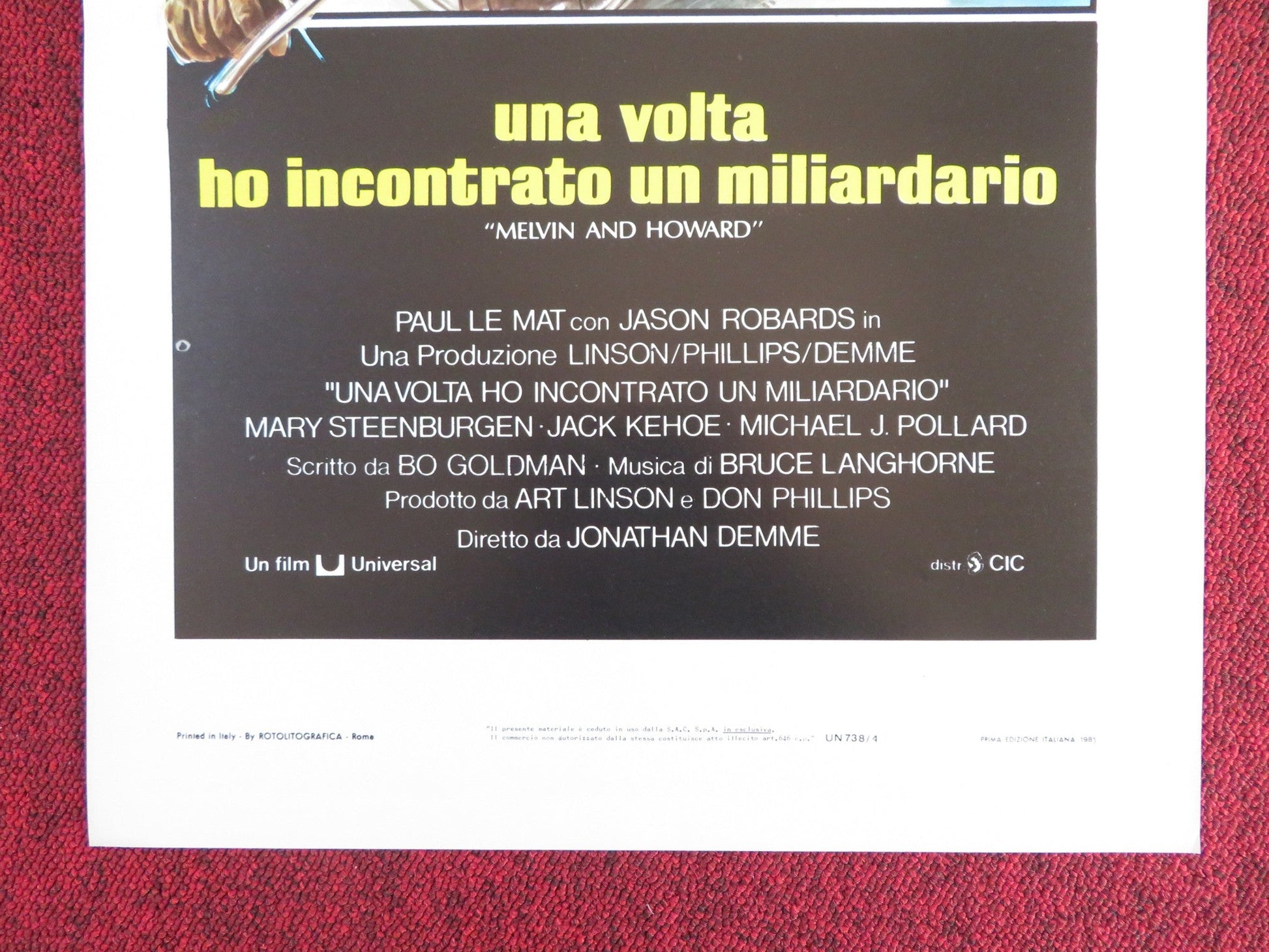 MELVIN AND HOWARD ITALIAN LOCANDINA POSTER JASON ROBARDS PAUL LE MAT 1981 Rendezvous Cinema Movie posters
