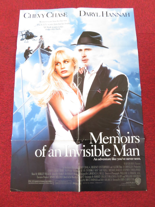 MEMOIRS OF AN INVISIBLE MAN FOLDED US ONE SHEET POSTER C. CHASE D. HANNAH 1992 Rendezvous Cinema Movie posters