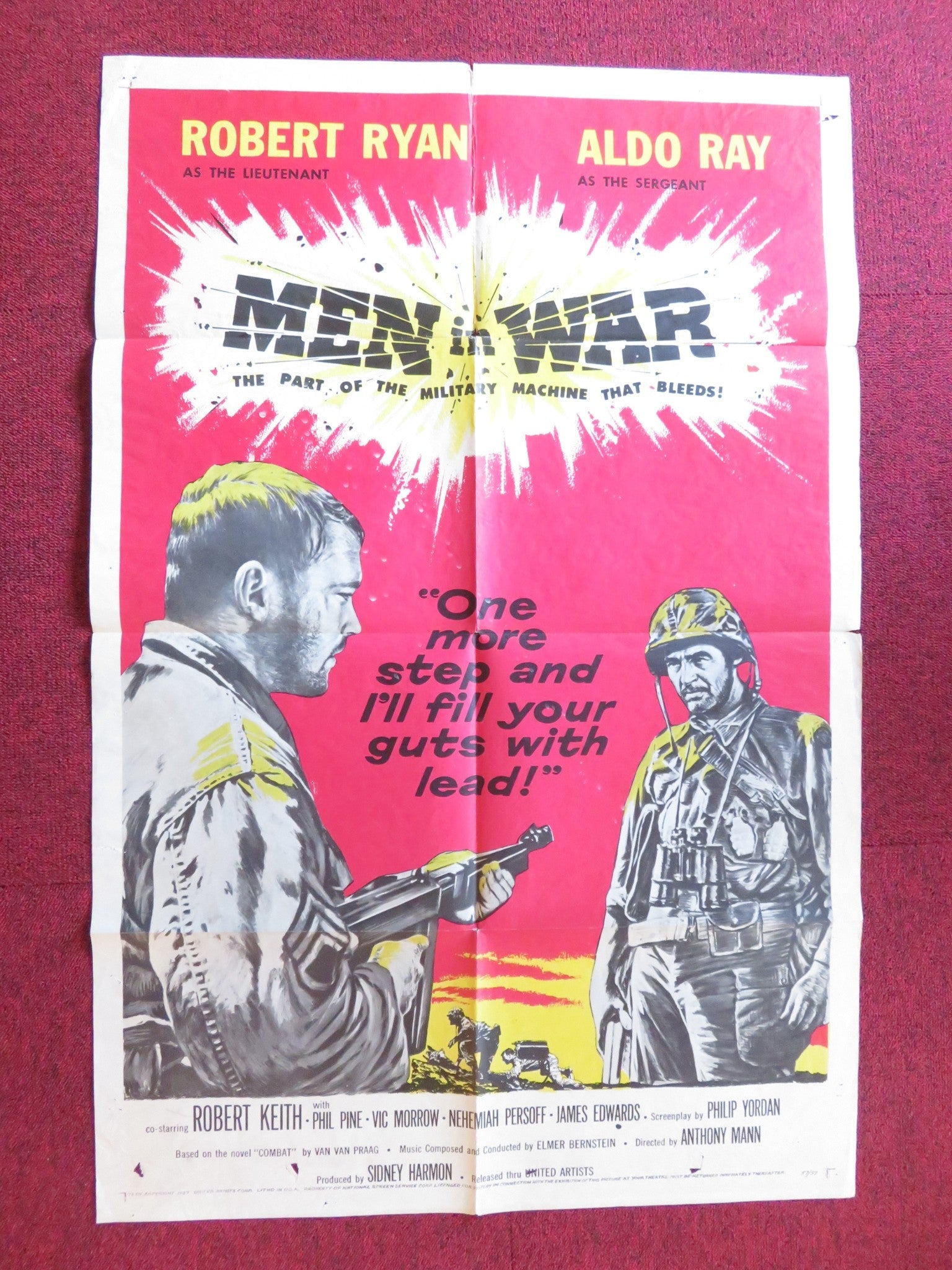 MEN IN WAR FOLDED US ONE SHEET POSTER ROBERT RYAN ALDO RAY 1957 Rendezvous Cinema Movie posters
