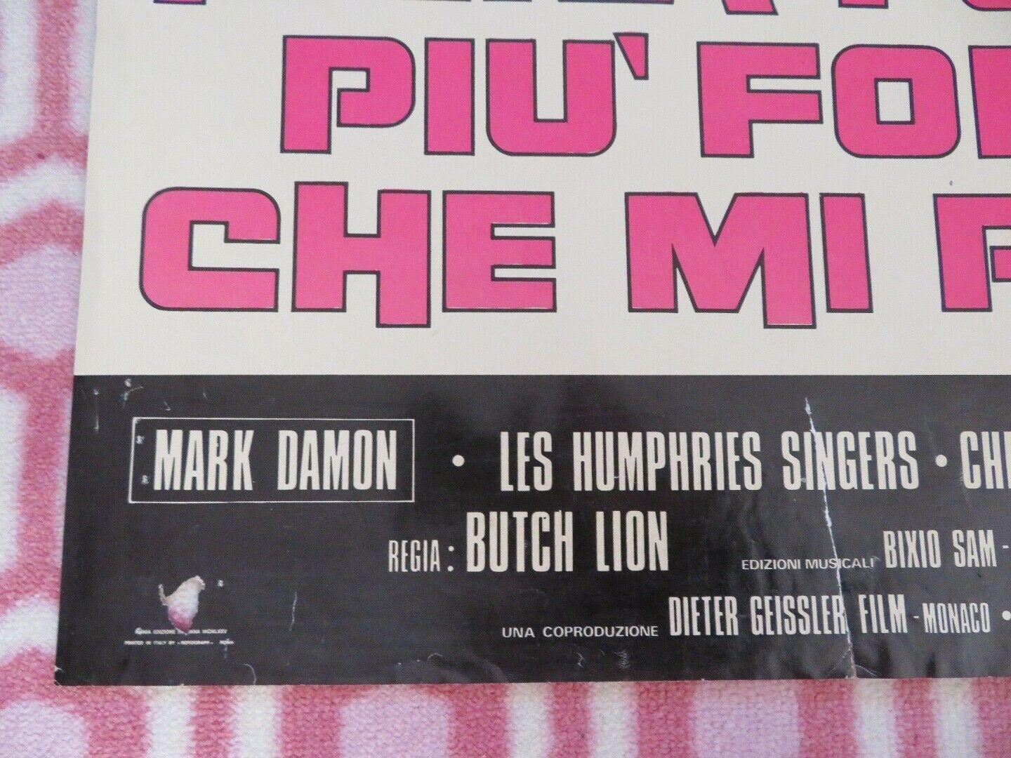 MENA FORTE, PUI' FORTE.. HE MI PIACE ITALIAN FOGLIO POSTER MARK DAMON 1974 Movie posters