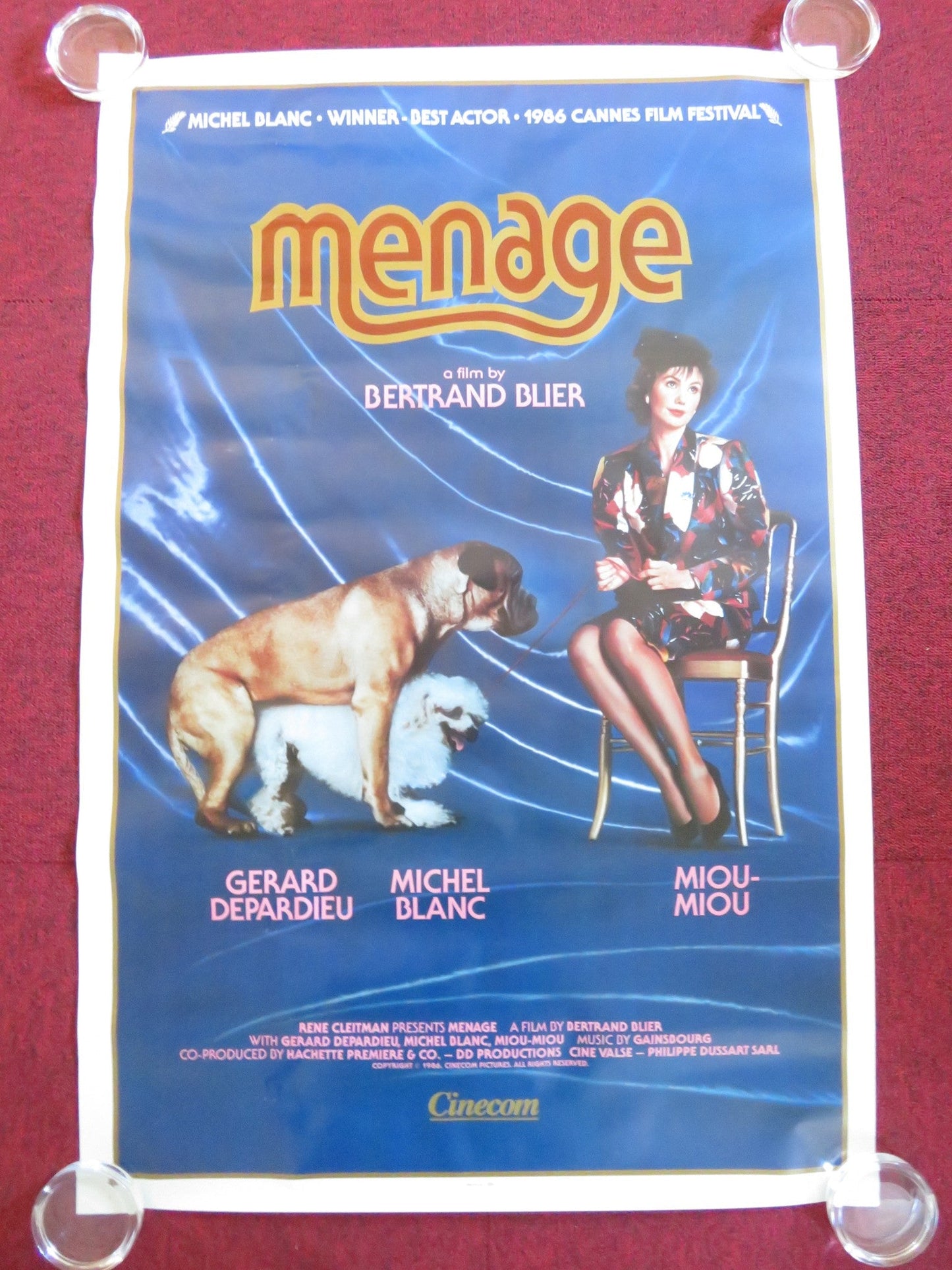 MENAGE US ONE SHEET ROLLED POSTER GERARD DEPARDIEU MIOU - MIOU 1986 Rendezvous Cinema Movie posters