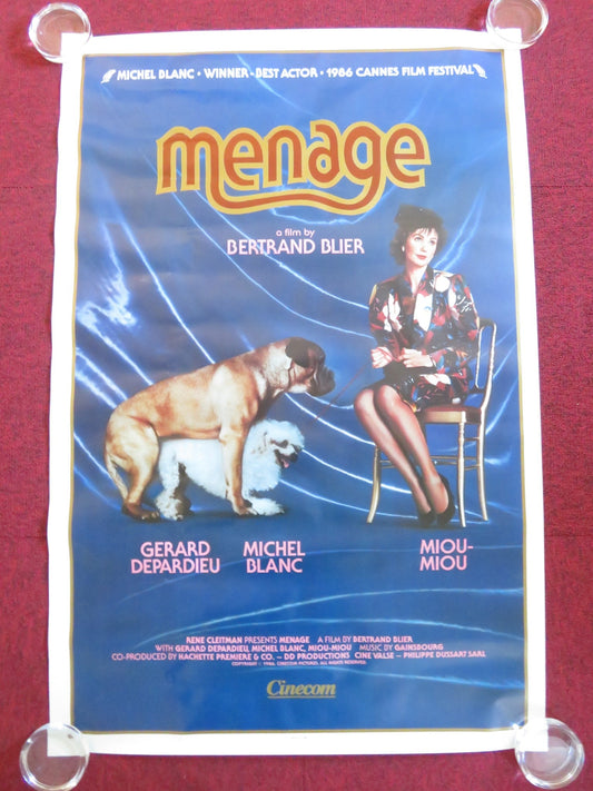 MENAGE US ONE SHEET ROLLED POSTER GERARD DEPARDIEU MIOU - MIOU 1986 Rendezvous Cinema Movie posters