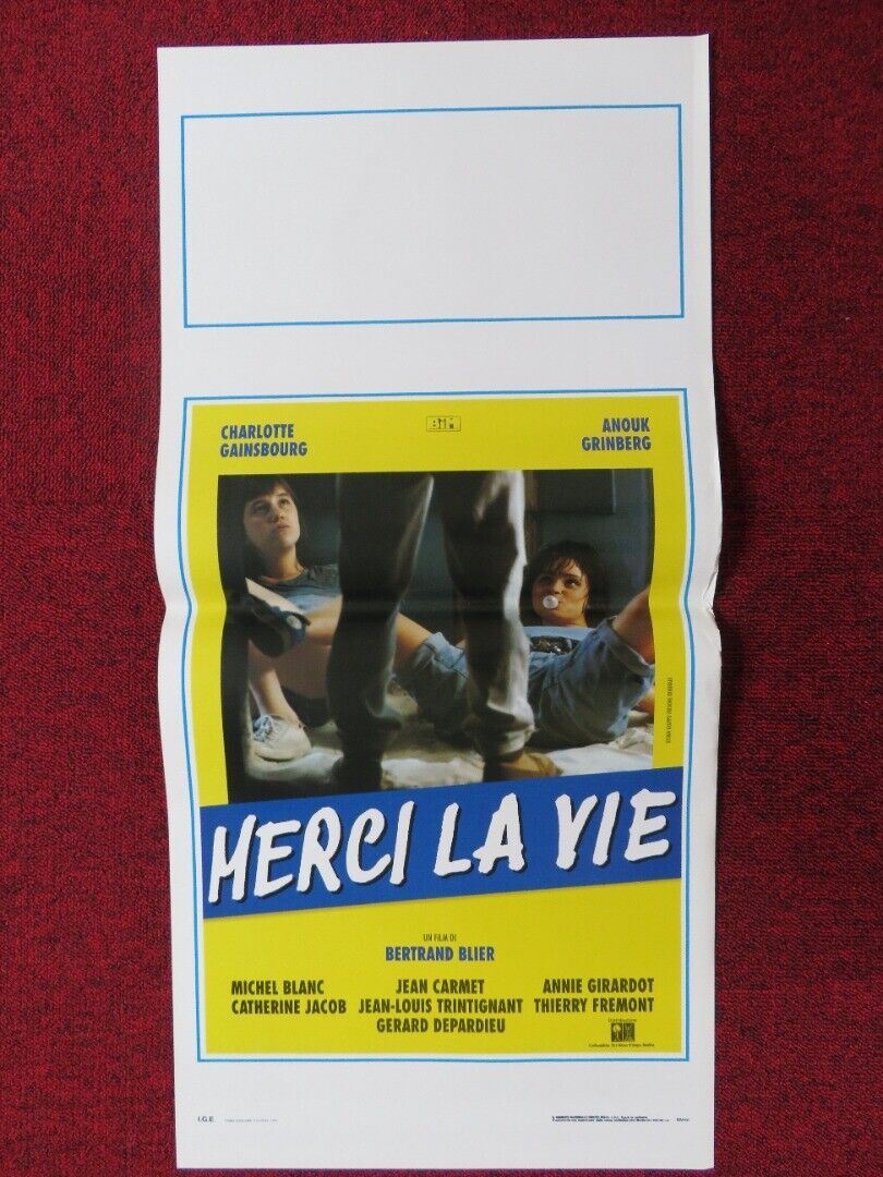 MERCI LA VIE ITALIAN LOCANDINA (27.5"x13") POSTER CHARLOTTE GAINSBOURG 1991 Movie posters