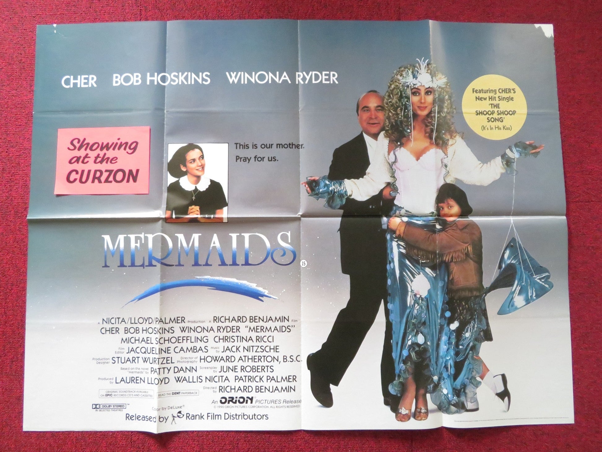 MERMAIDS UK QUAD POSTER FOLDED CHER BOB HOSKINS WINONA RYDER 1990 Rendezvous Cinema Movie posters