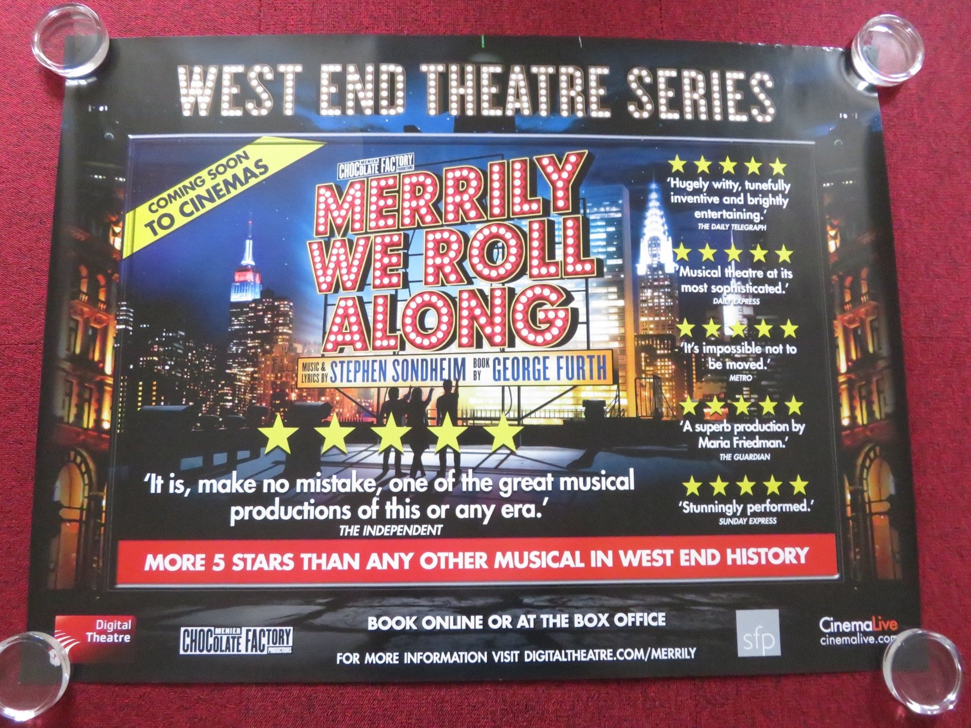 MERRILY WE ROLL ALONG UK QUAD (30"x 40") ROLLED POSTER ASHLEY ROBINSON 2013 Rendezvous Cinema Movie posters