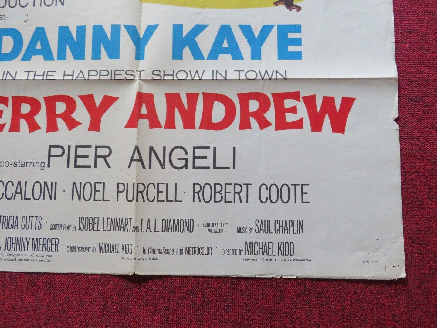 MERRY ANDREW FOLDED US ONE SHEET POSTER DANNY KAYE PIER ANGELI 1958 Movie posters
